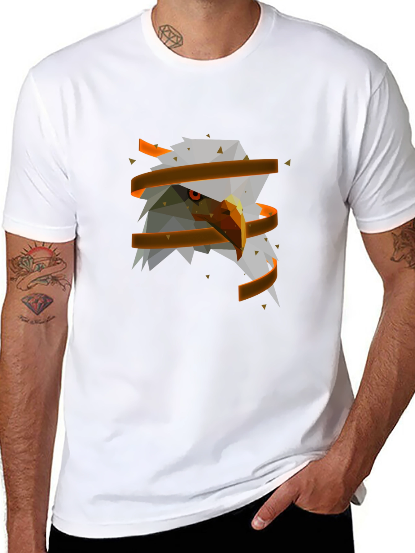 Geometric Eagle Head Graphic Tee - Modern Streetwear