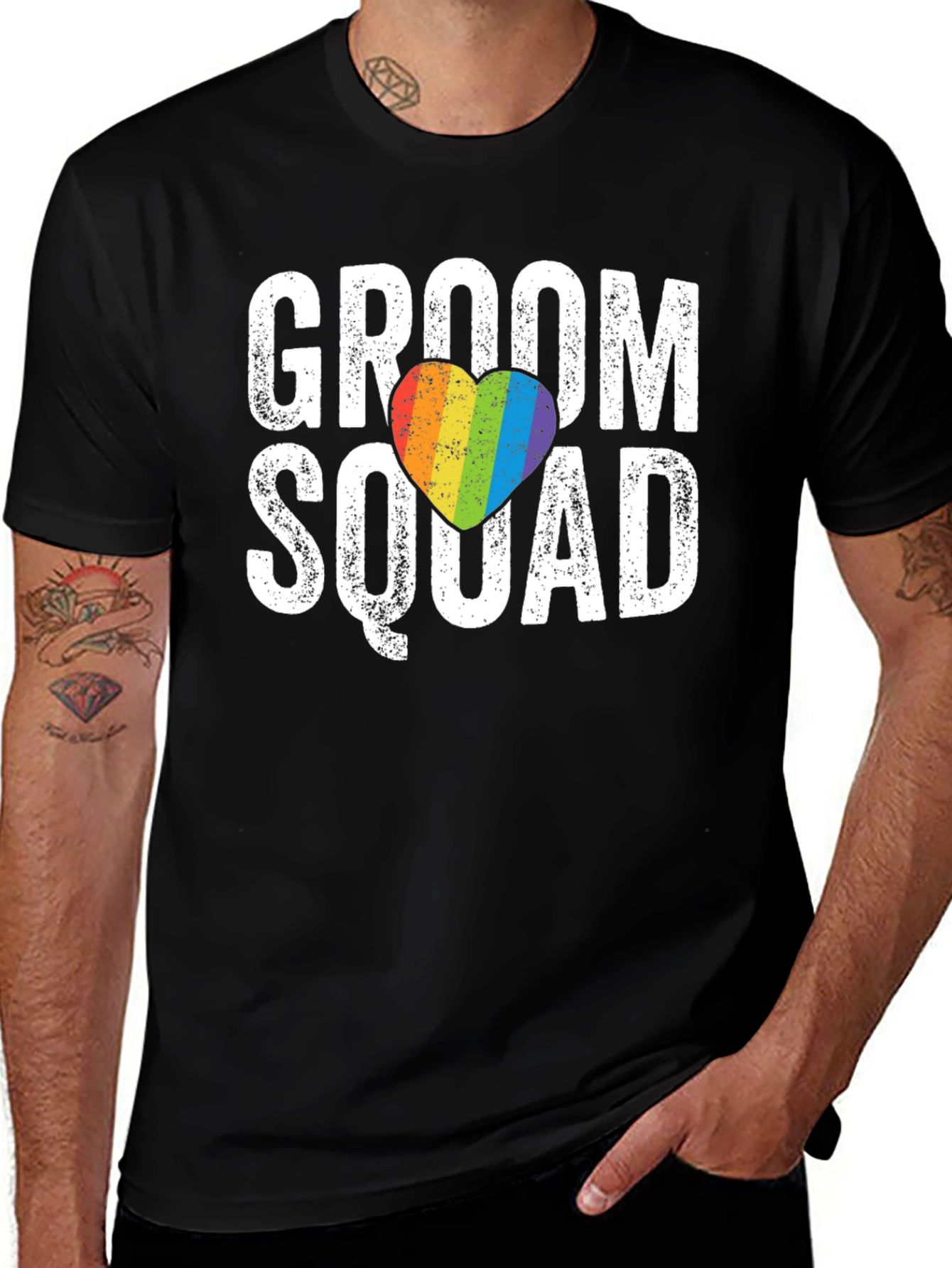 Groom Squad Rainbow Heart T-Shirt