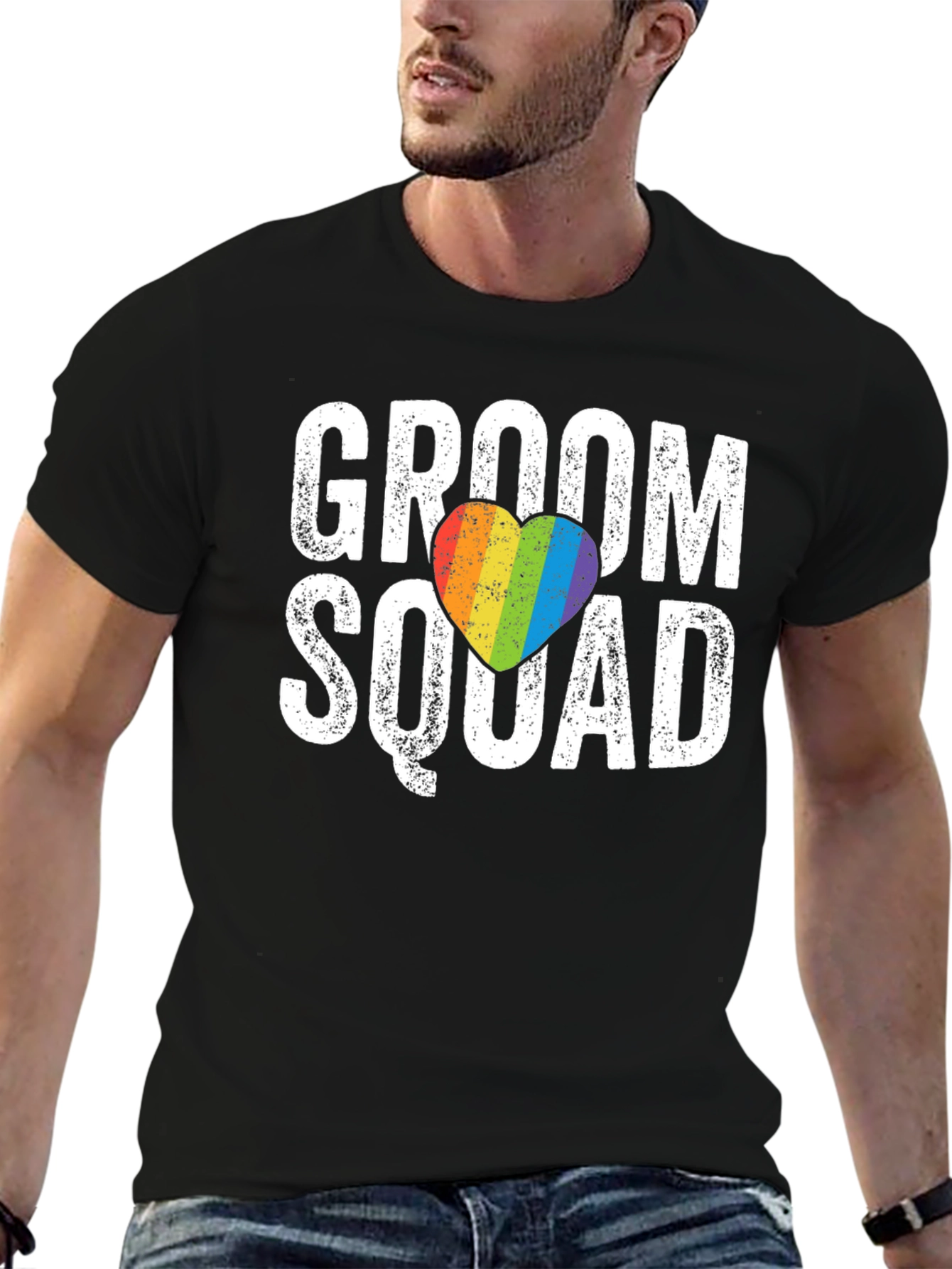Groom Squad Rainbow Heart T-Shirt