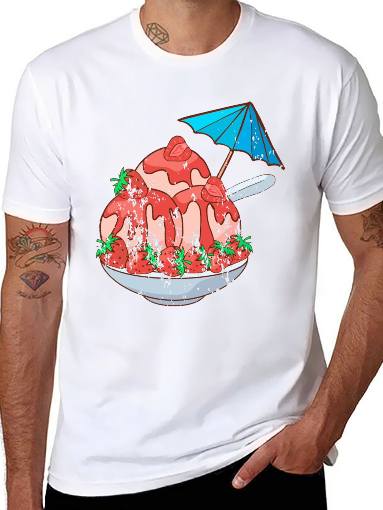 Strawberry Ice Cream Bowl Graphic Tee