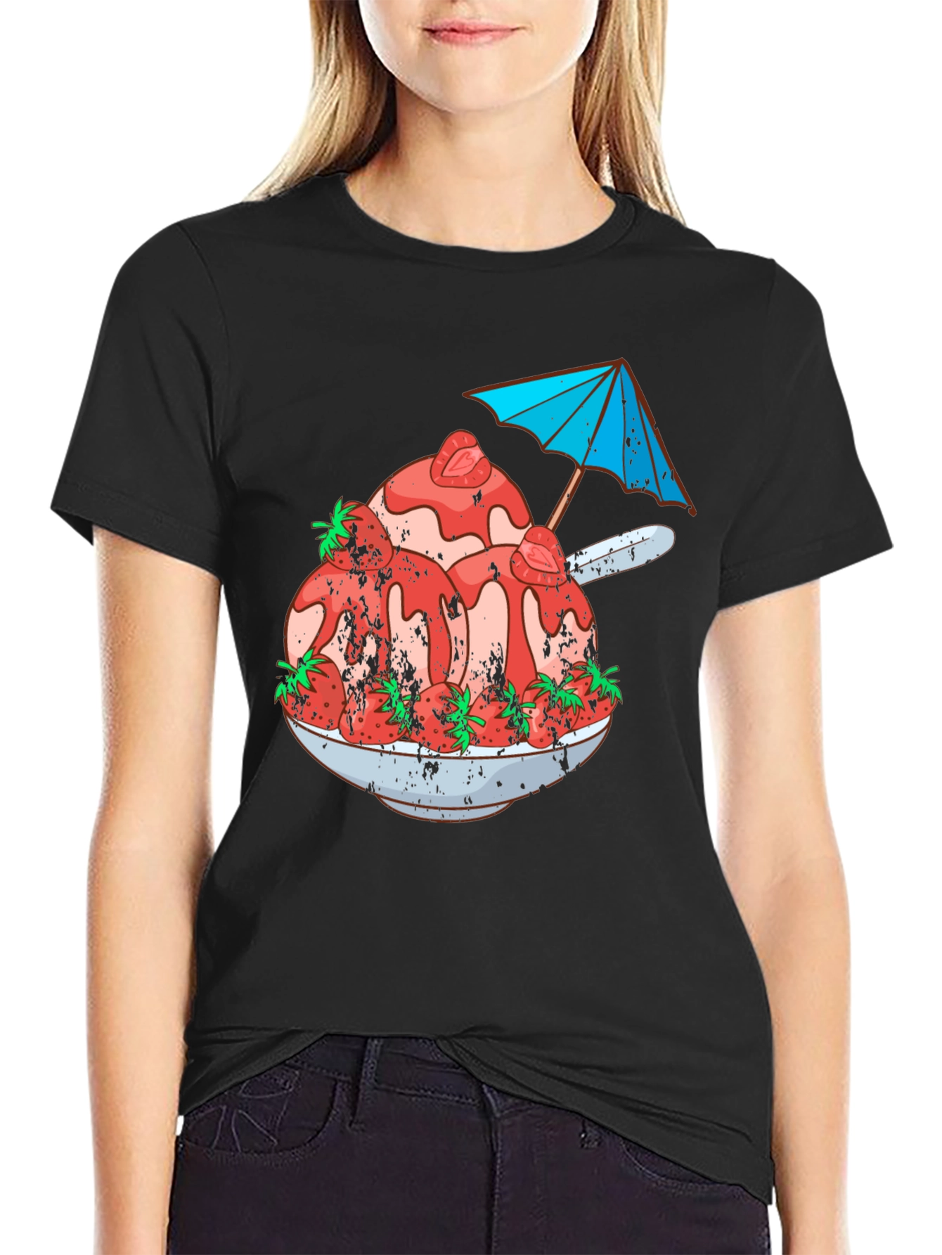 Strawberry Ice Cream Bowl Graphic Tee