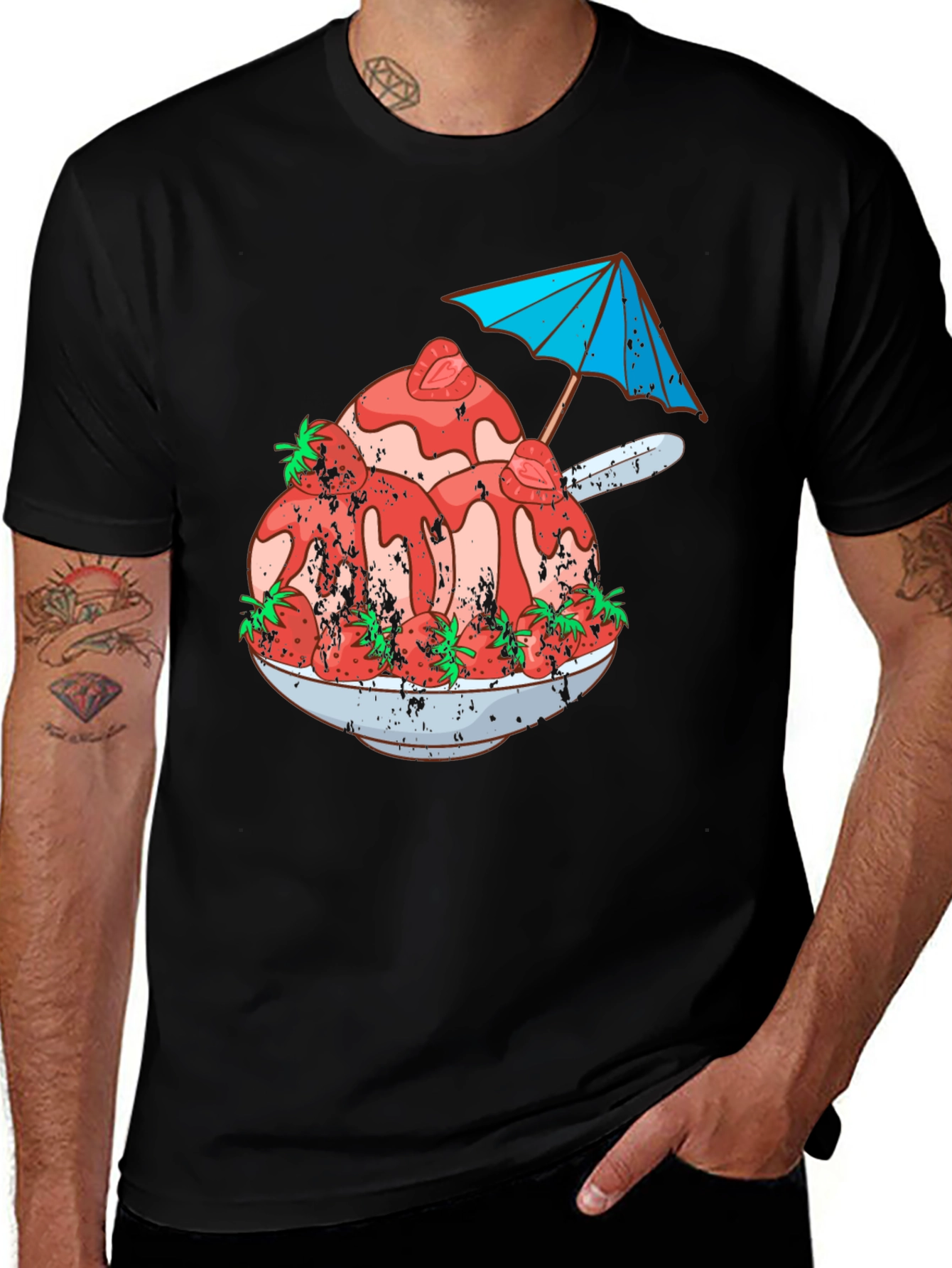 Strawberry Ice Cream Bowl Graphic Tee