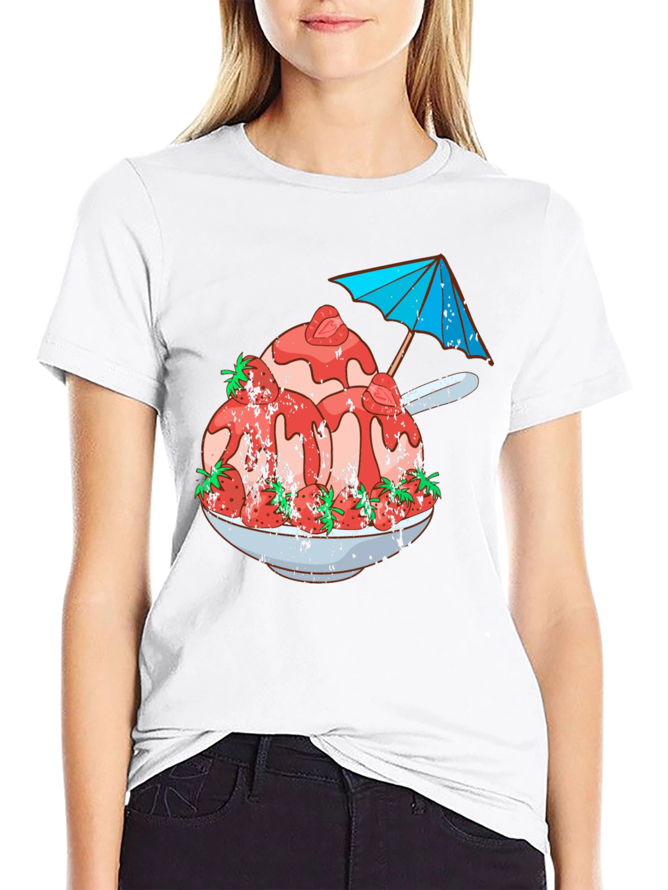 Strawberry Ice Cream Bowl Graphic Tee