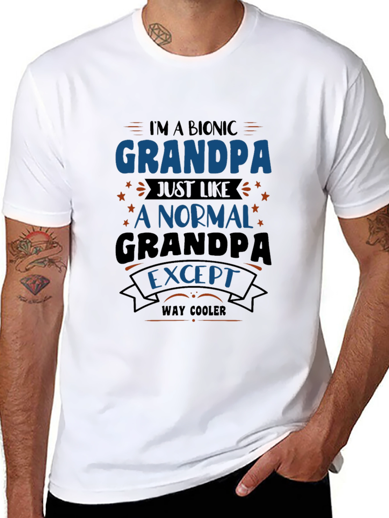 Bionic Grandpa T-Shirt - Way Cooler Grandfather Tee