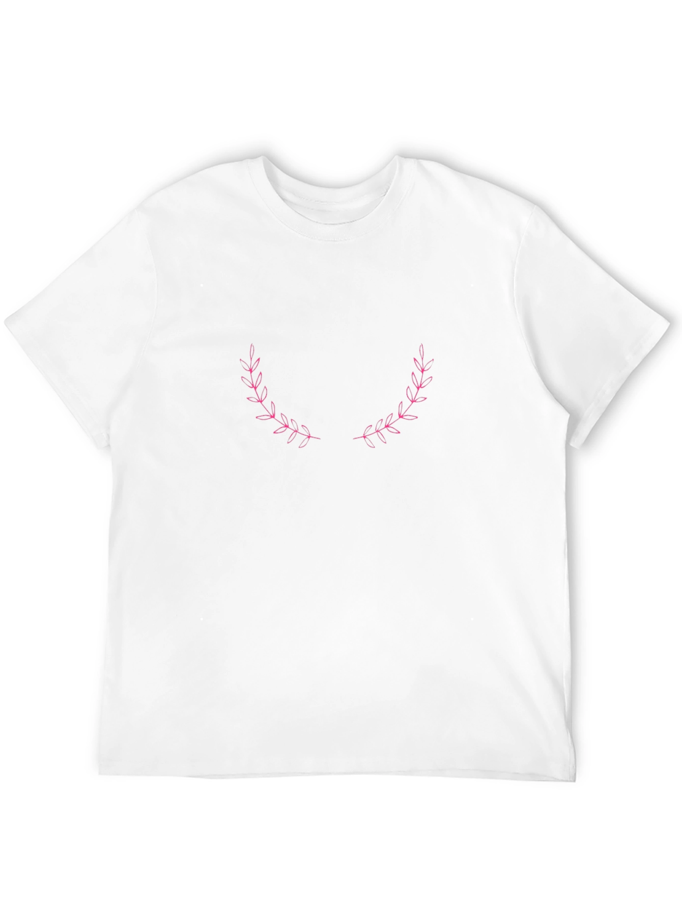 Elegant Pink Laurel Wreath Black T-Shirt