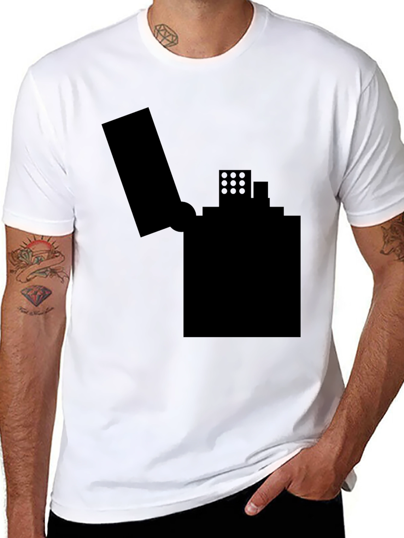 Black T-Shirt with Lighter Graphic Design