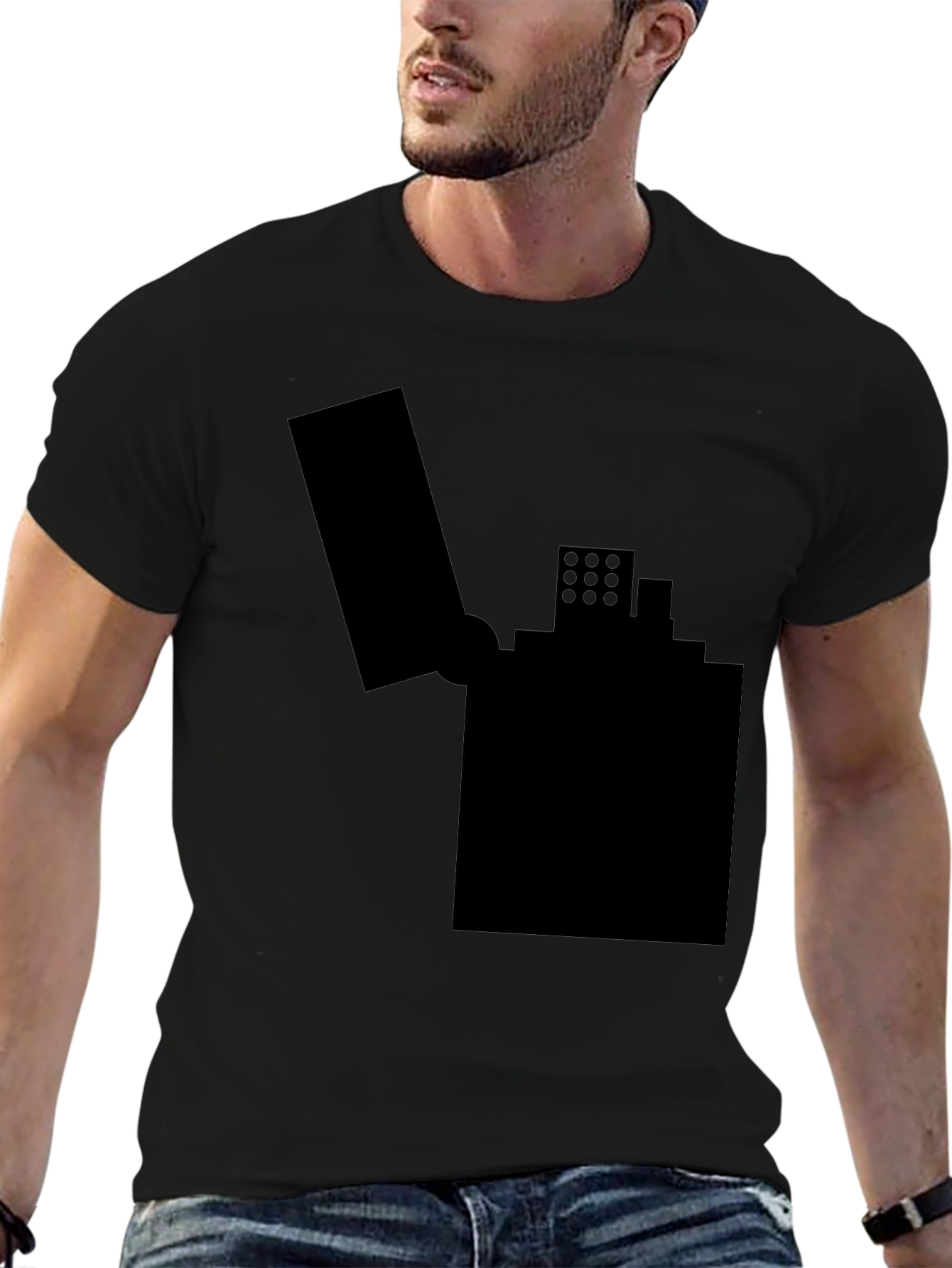 Black T-Shirt with Lighter Graphic Design