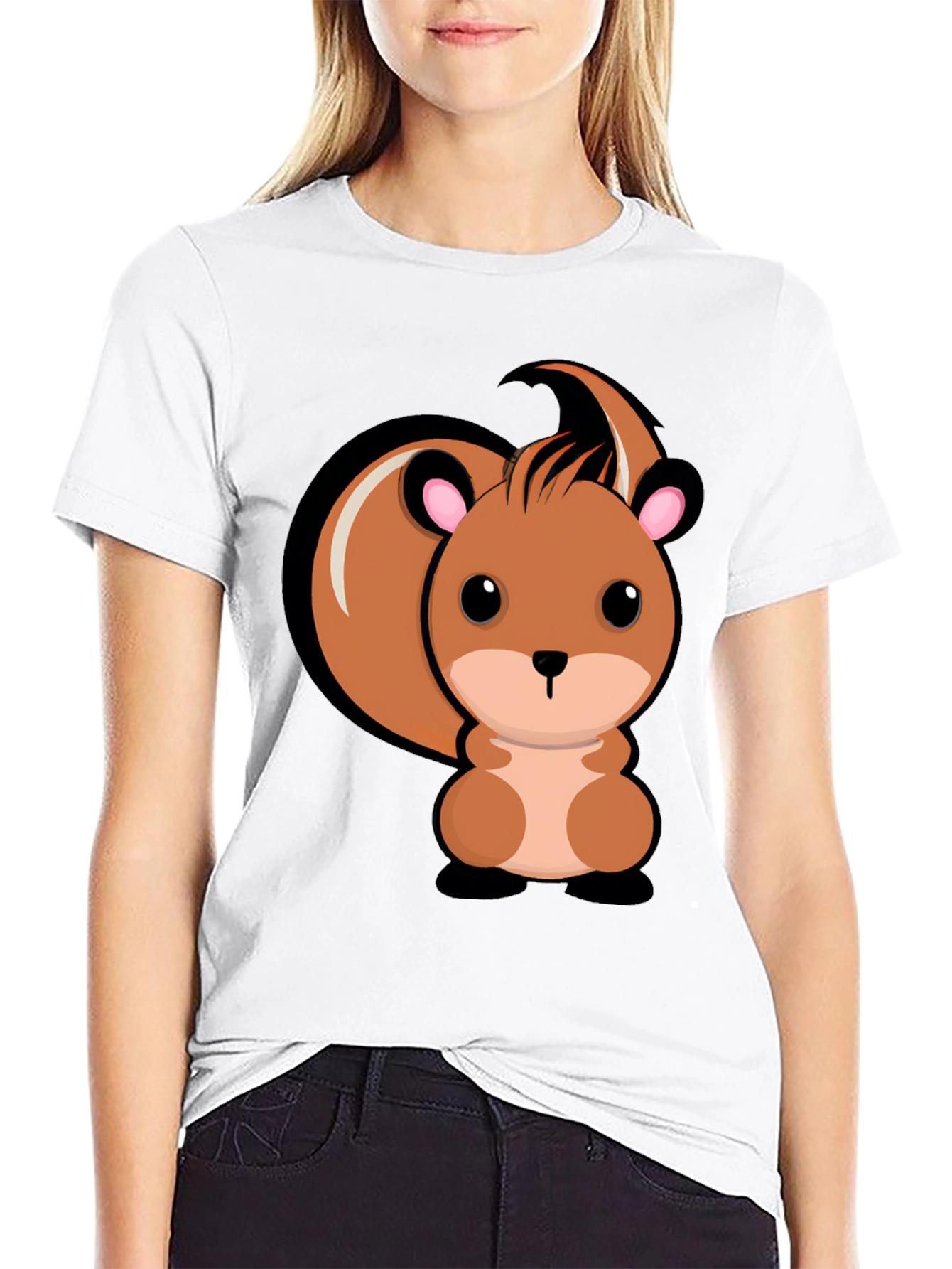 Cute Squirrel Graphic T-Shirt - Black Cotton Tee