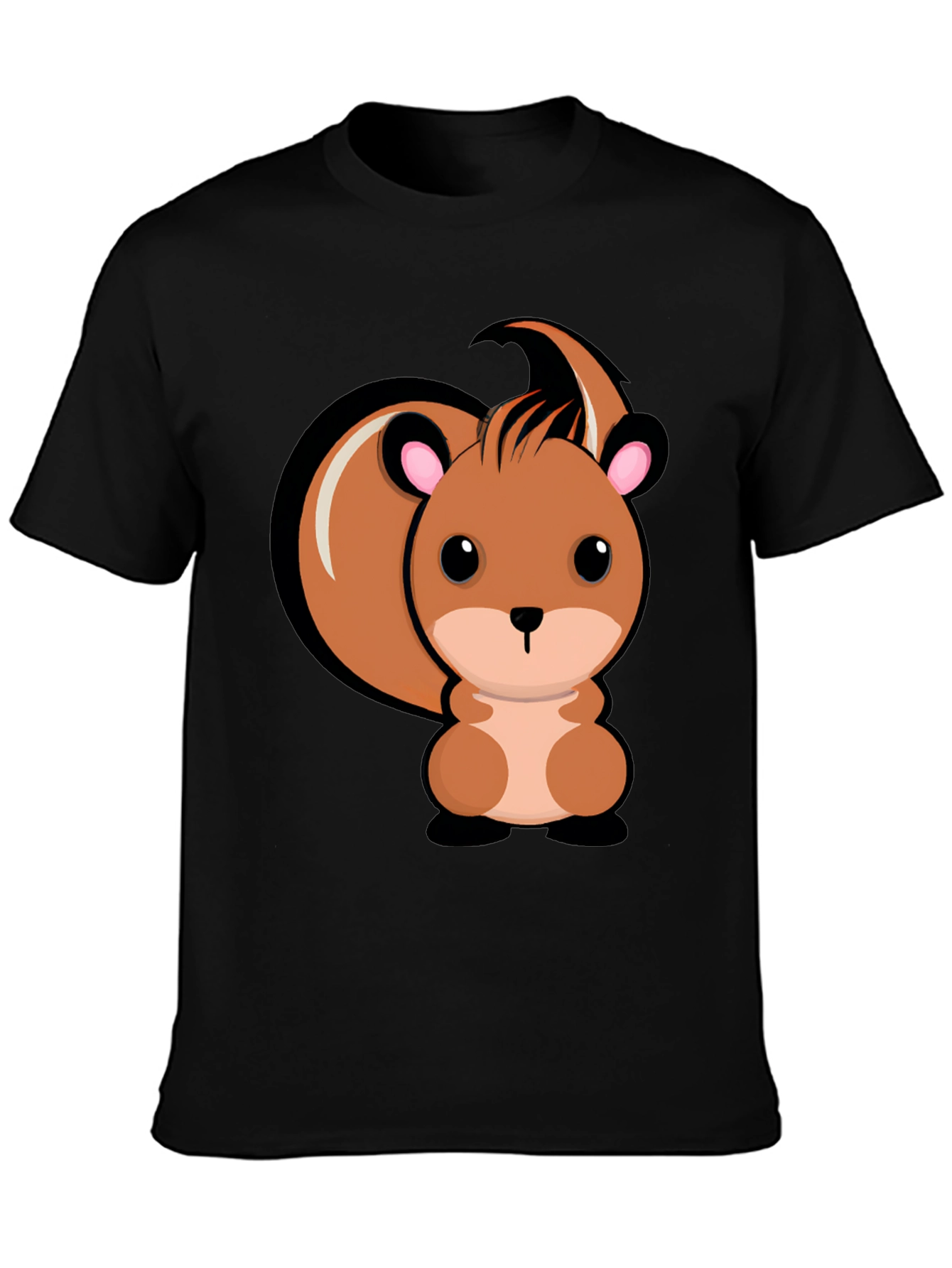 Cute Squirrel Graphic T-Shirt - Black Cotton Tee