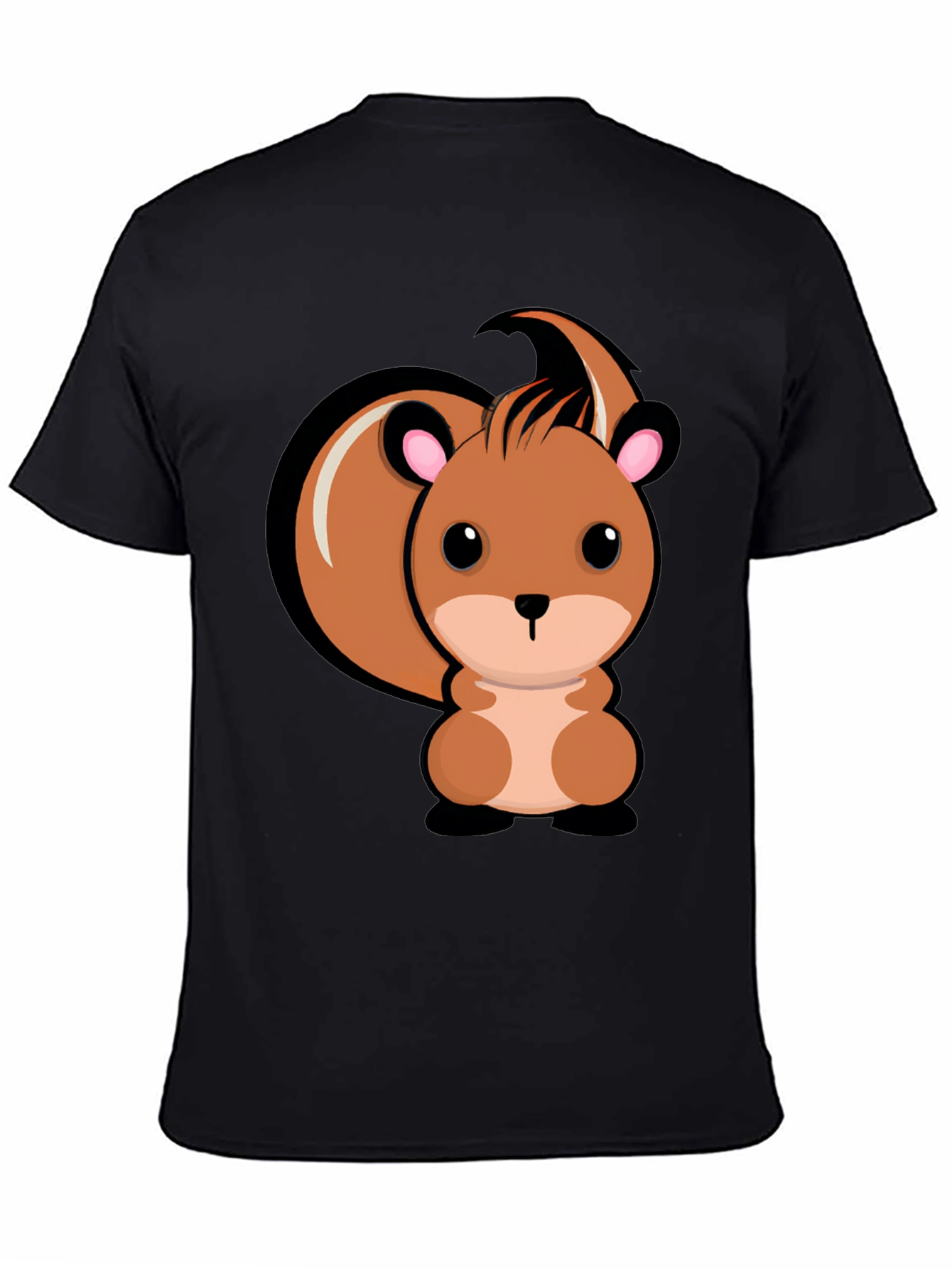 Cute Squirrel Graphic T-Shirt - Black Cotton Tee