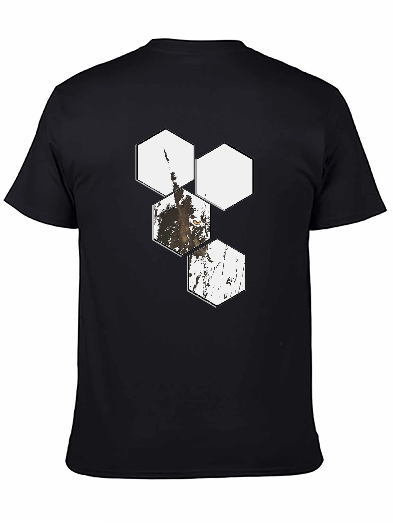 Geometric Wolf Print Black T-Shirt