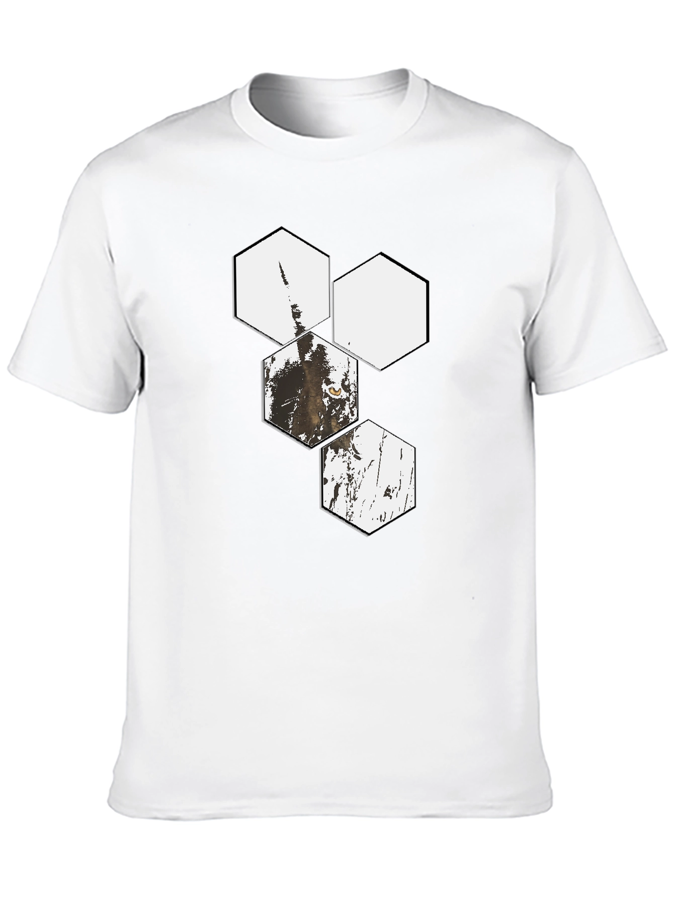 Geometric Wolf Print Black T-Shirt
