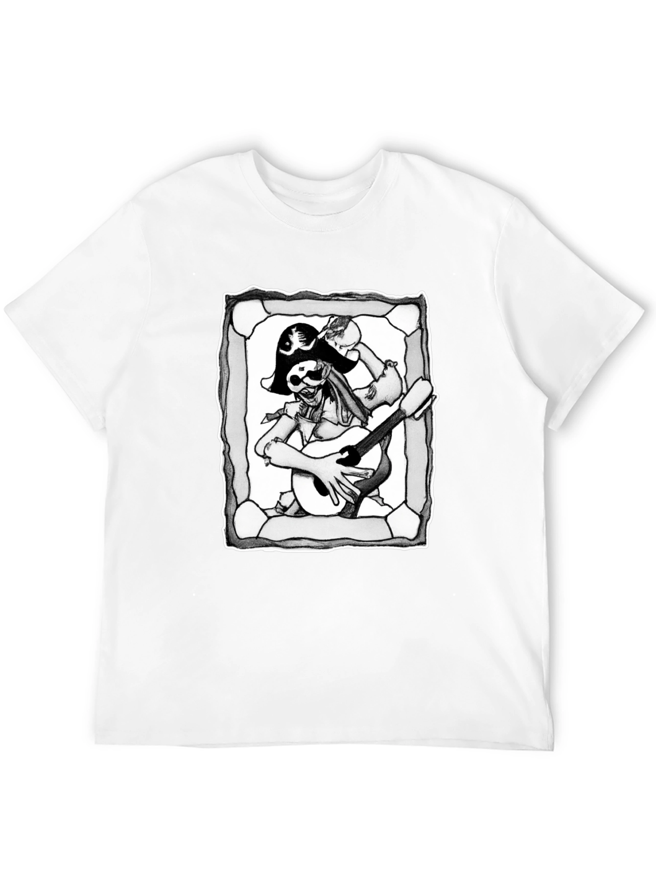 Pirate Skeleton Guitar Graphic T-Shirt