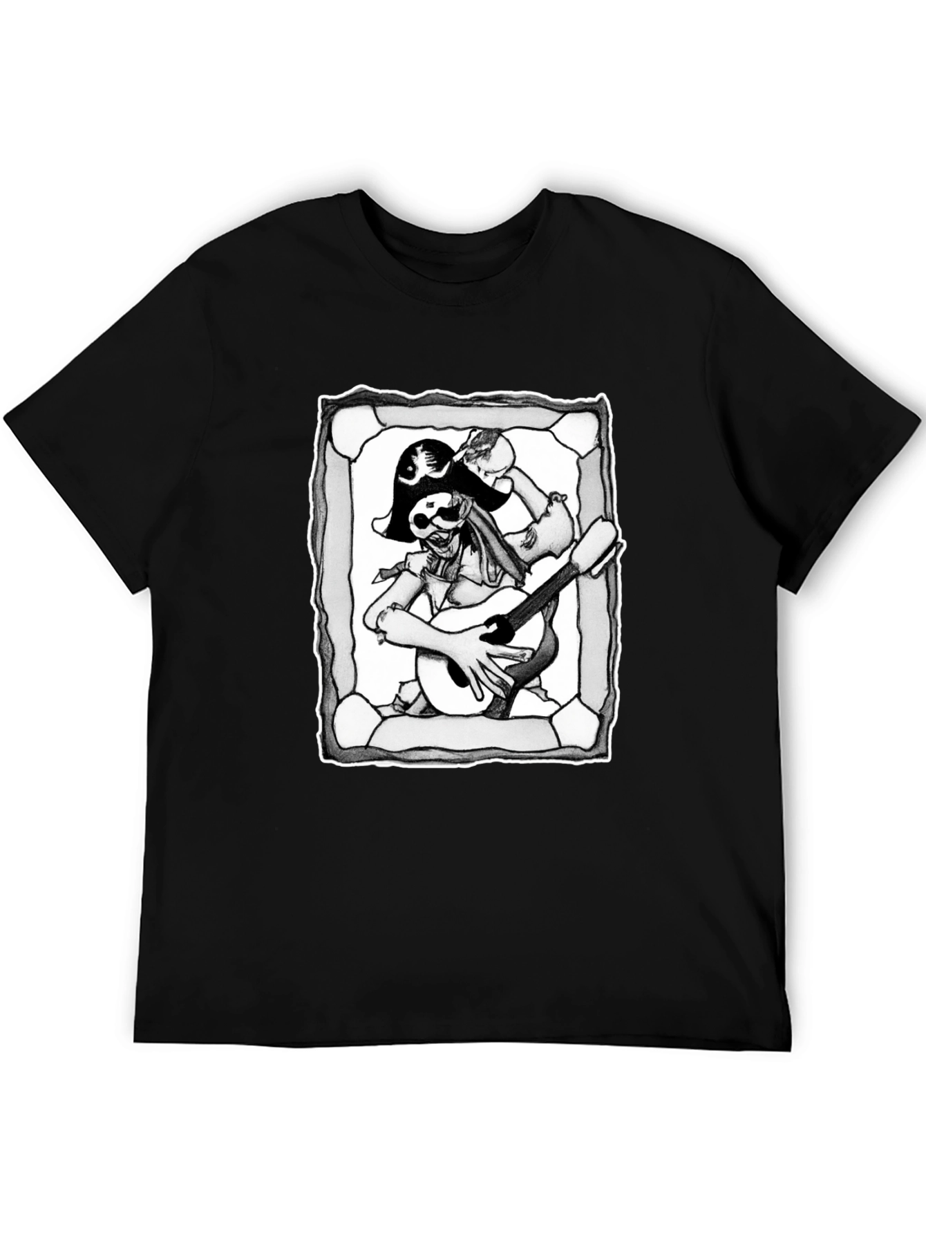 Pirate Skeleton Guitar Graphic T-Shirt
