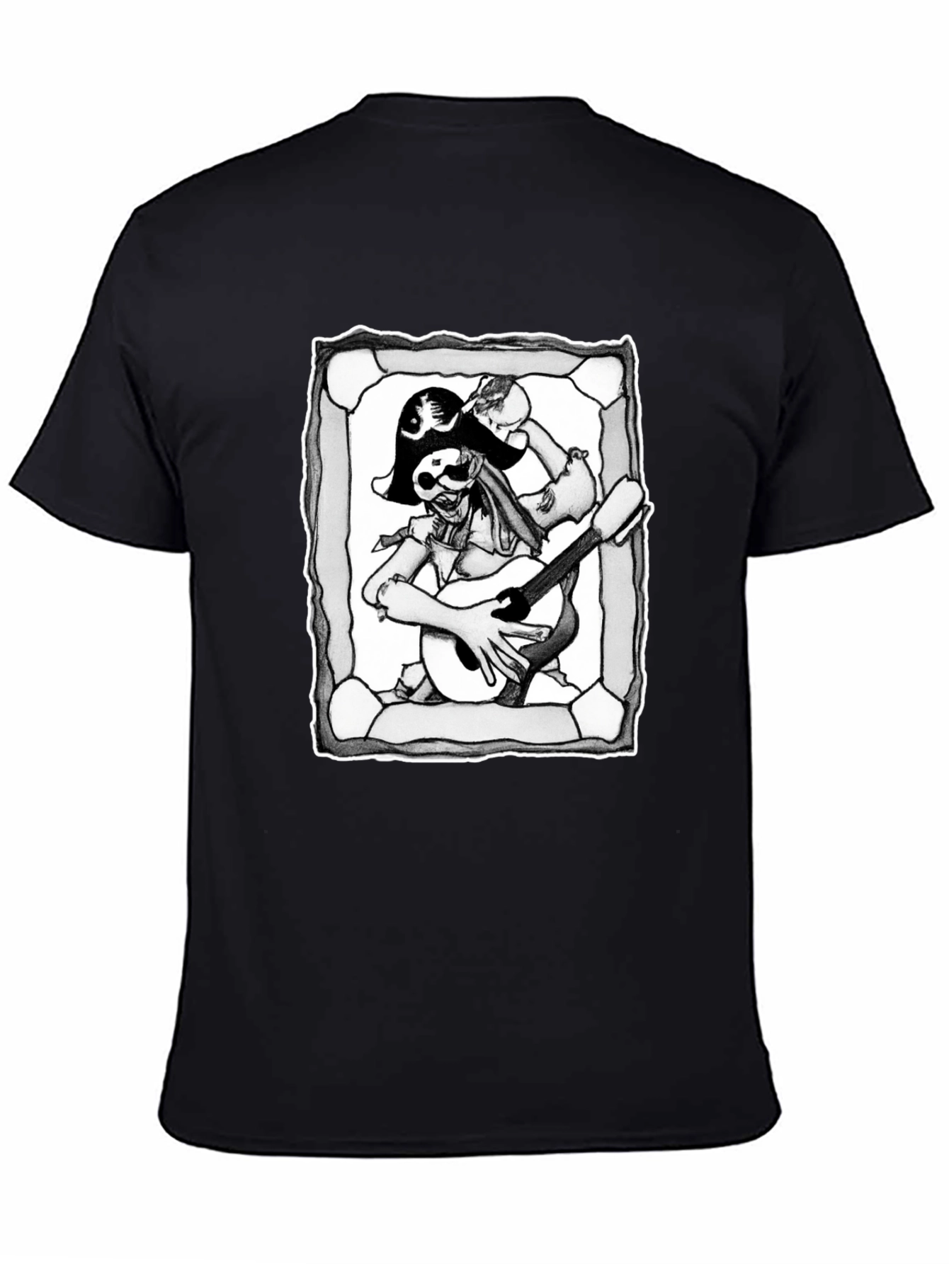 Pirate Skeleton Guitar Graphic T-Shirt
