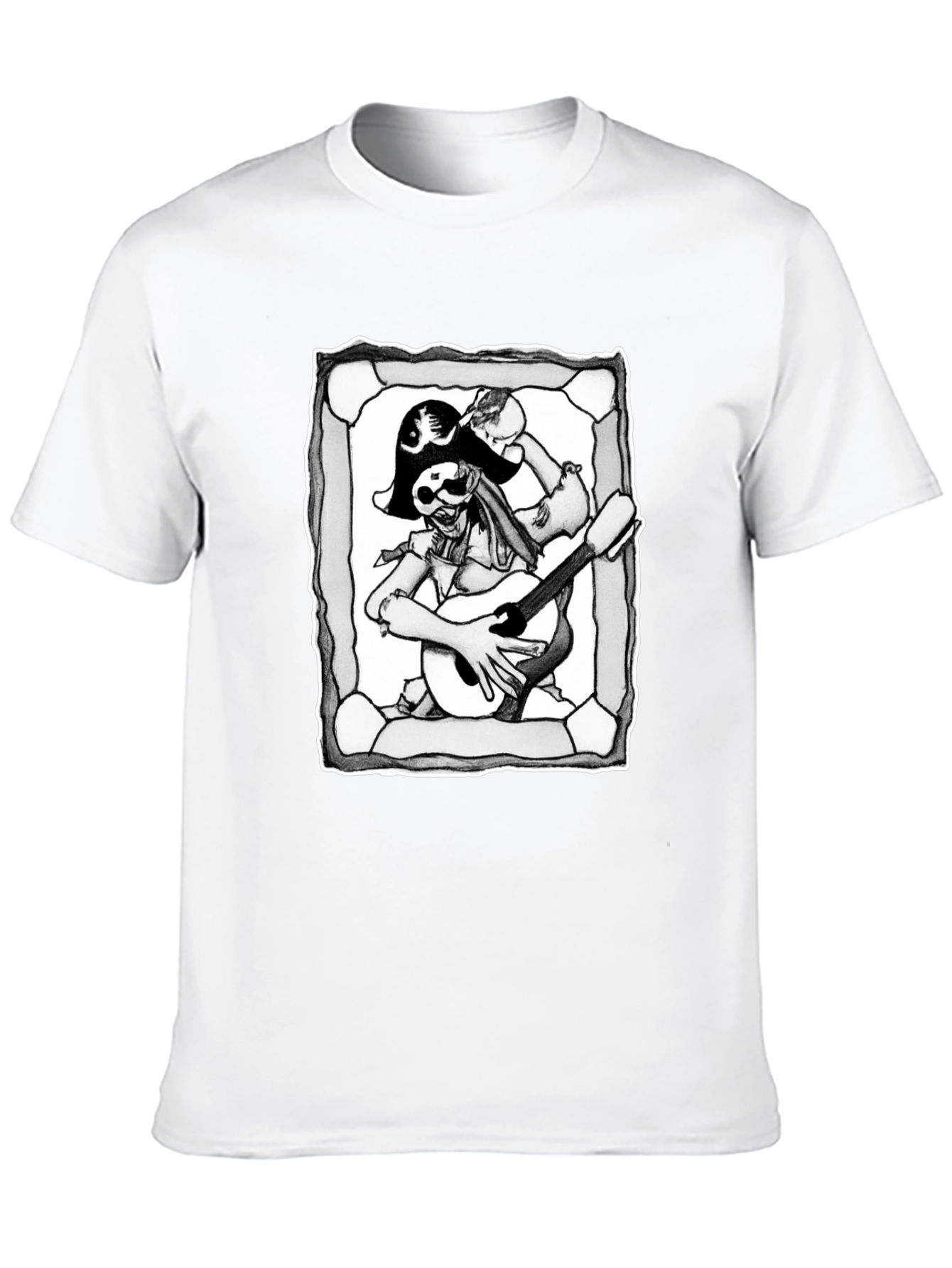 Pirate Skeleton Guitar Graphic T-Shirt