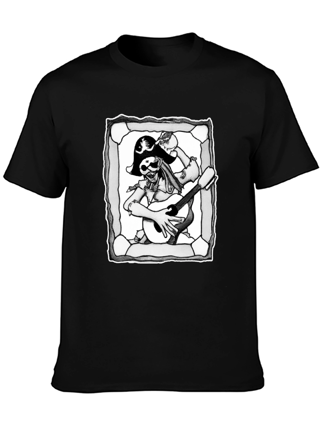 Pirate Skeleton Guitar Graphic T-Shirt