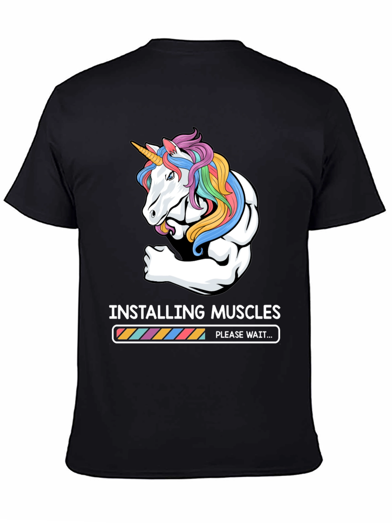 Unicorn Muscle Loading Black T-Shirt