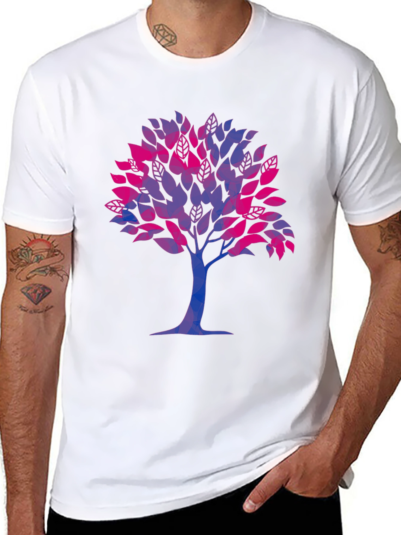 Bisexual Pride Tree Graphic Tee - Soft Black Shirt