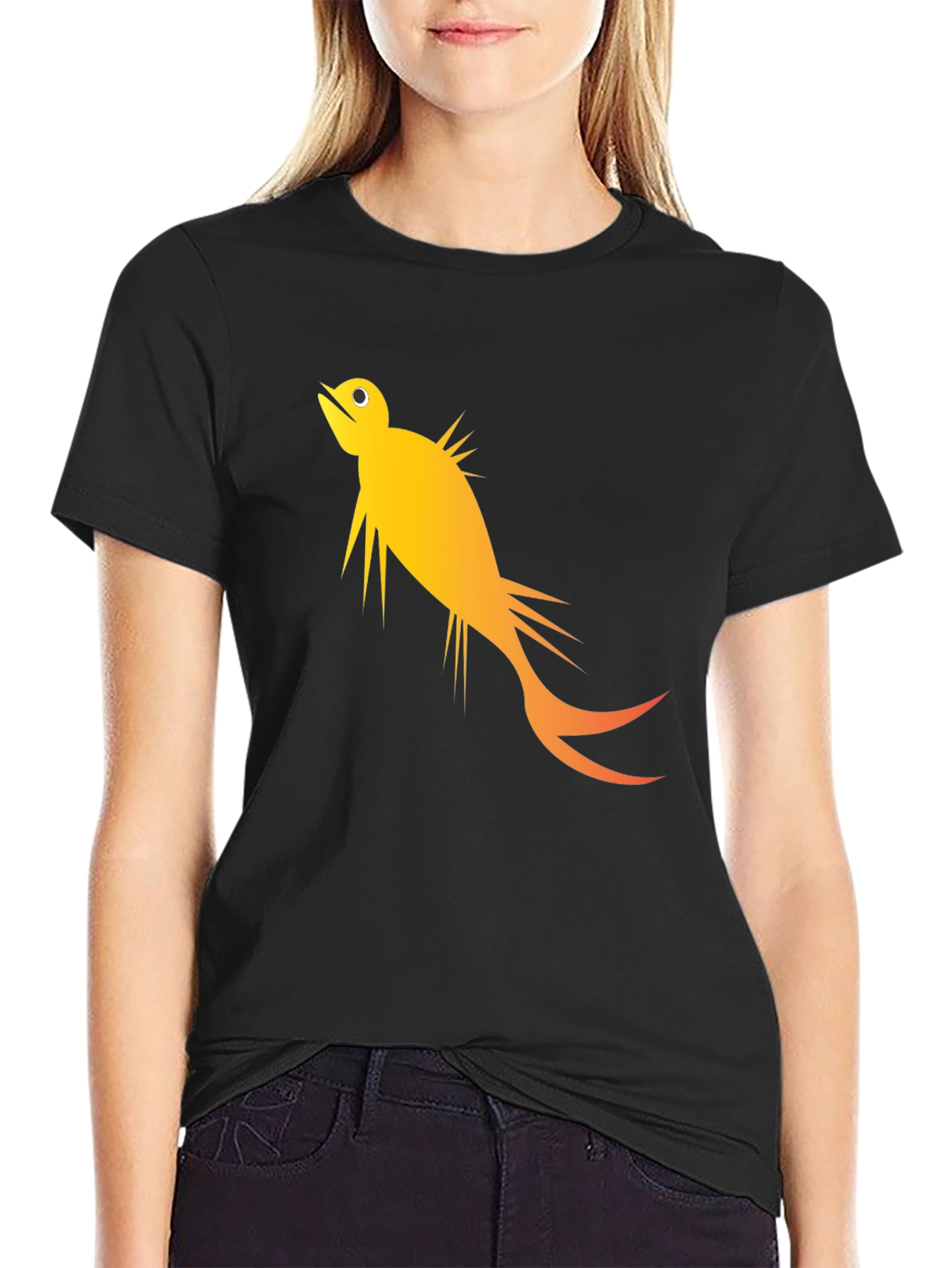 Stylized Fish Graphic Tee - Black