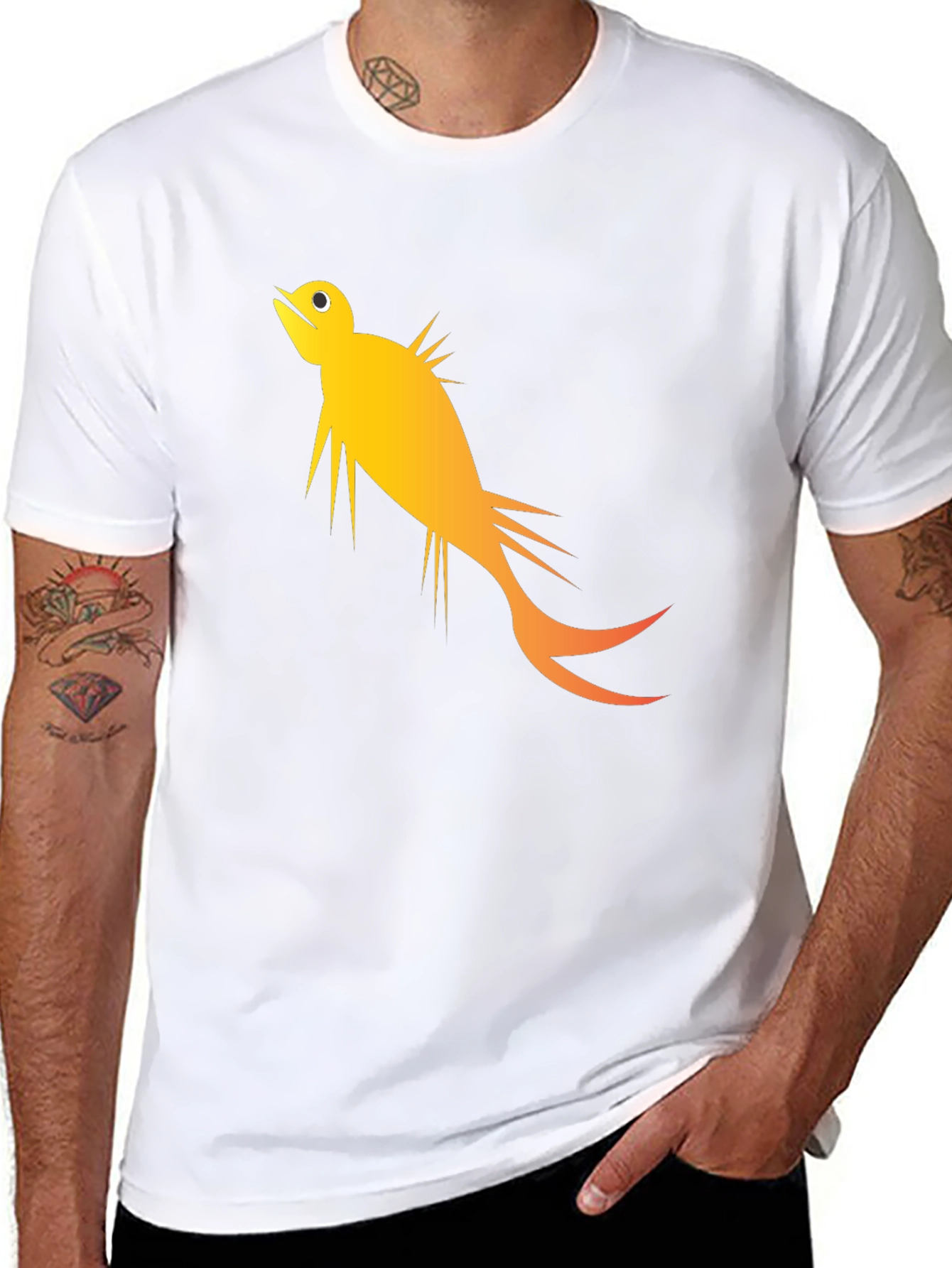 Stylized Fish Graphic Tee - Black