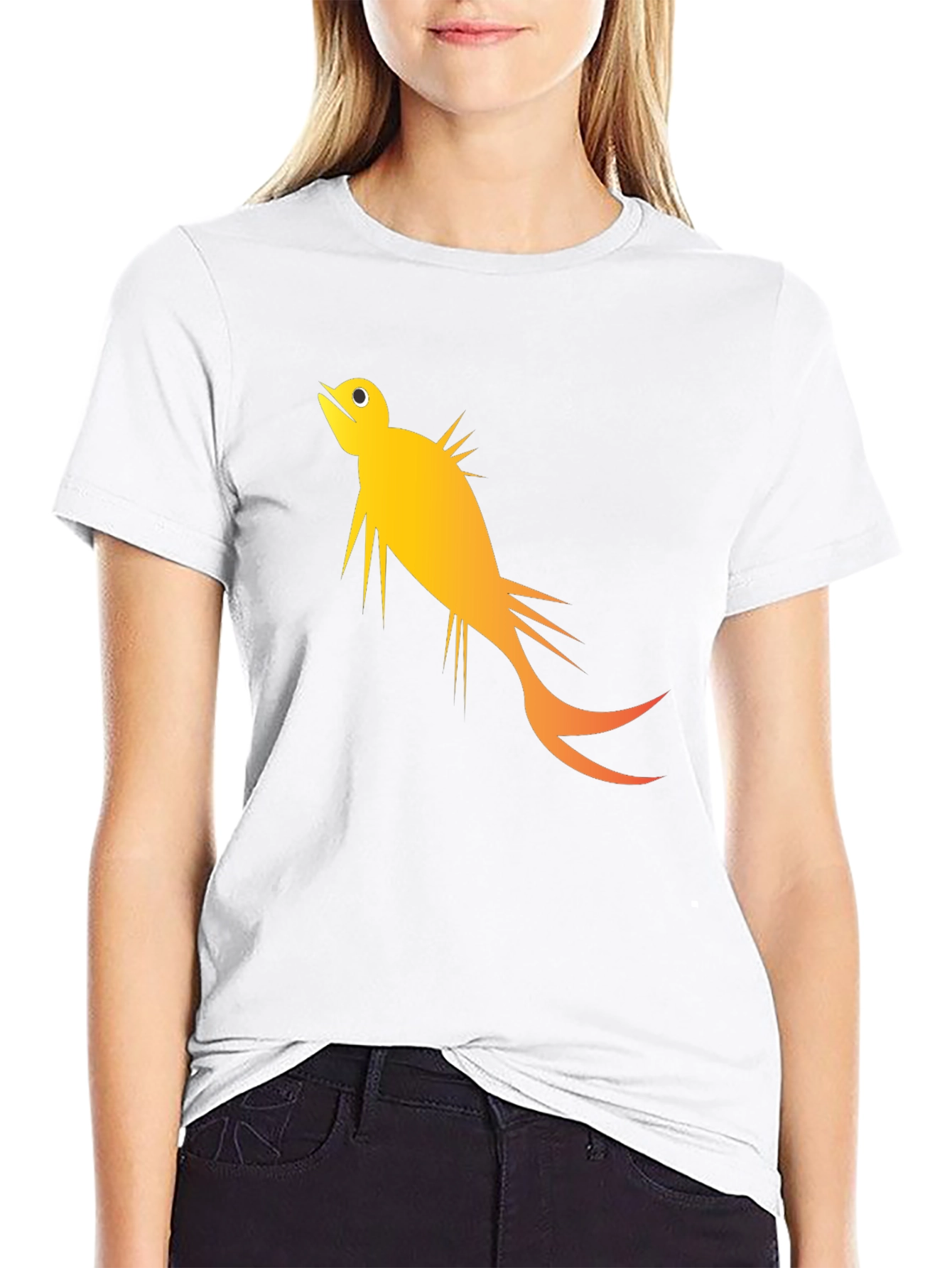 Stylized Fish Graphic Tee - Black