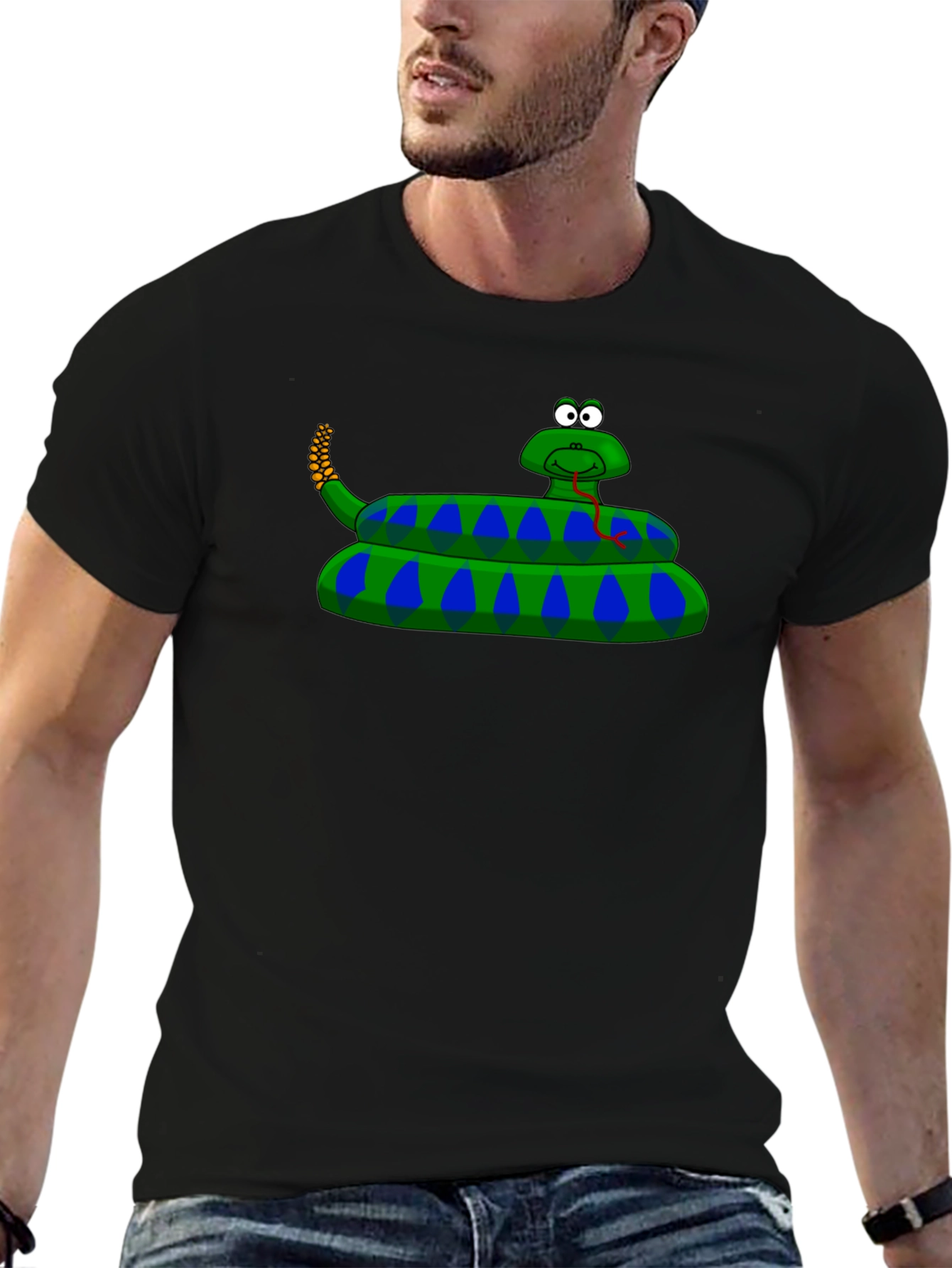 Cartoon Snake T-Shirt - Black