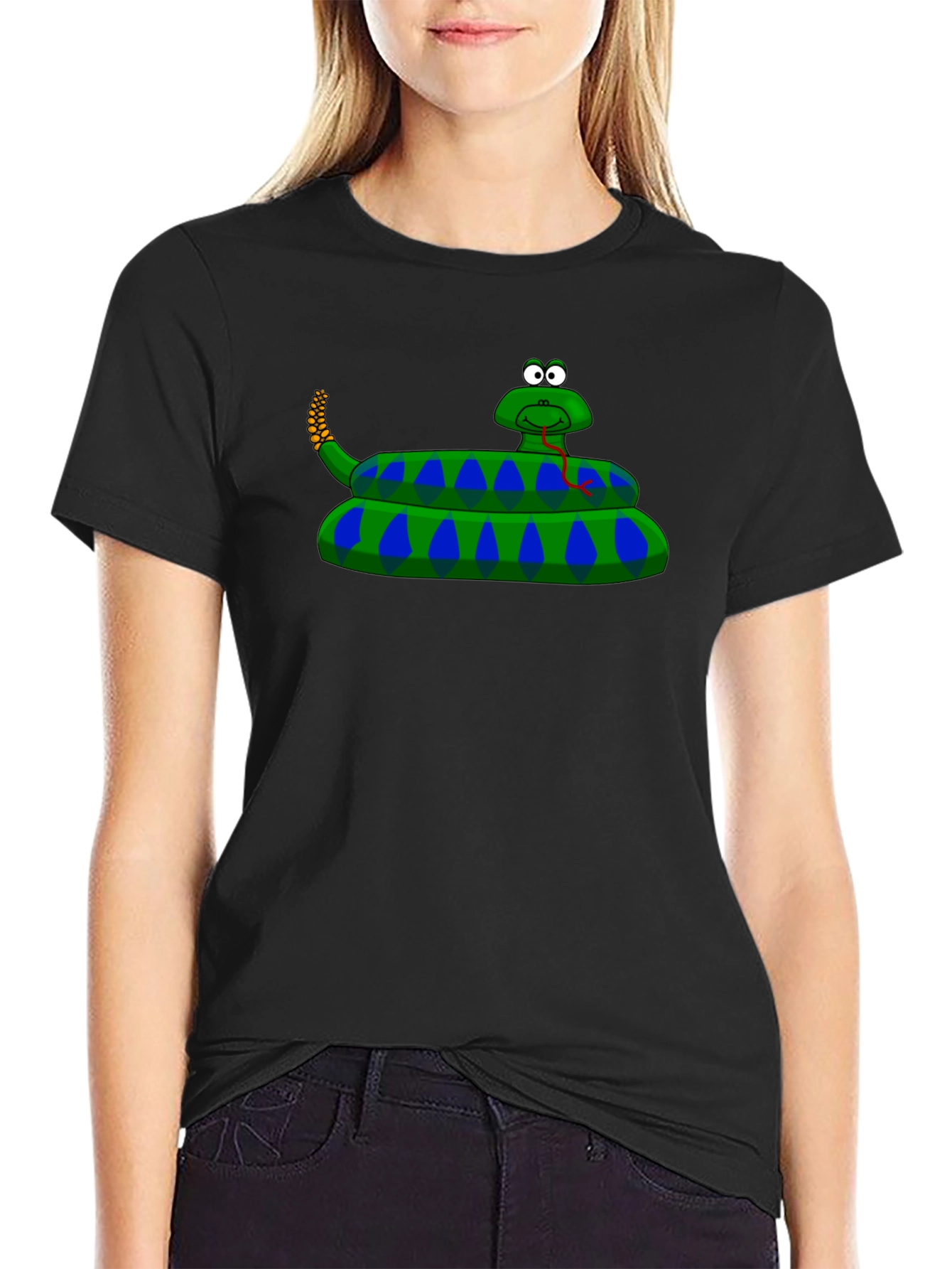 Cartoon Snake T-Shirt - Black