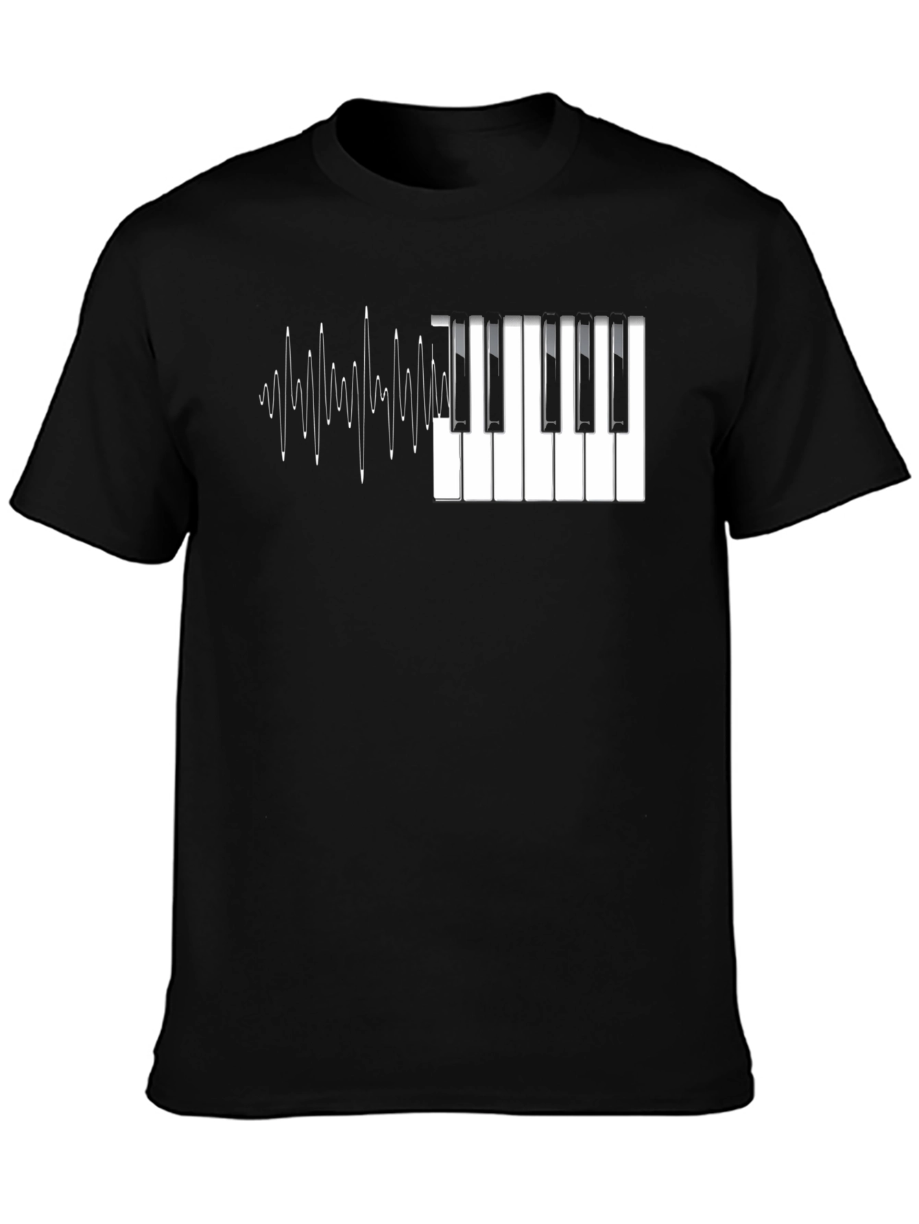 Piano Keys & Waves Graphic Tee - Black T-Shirt