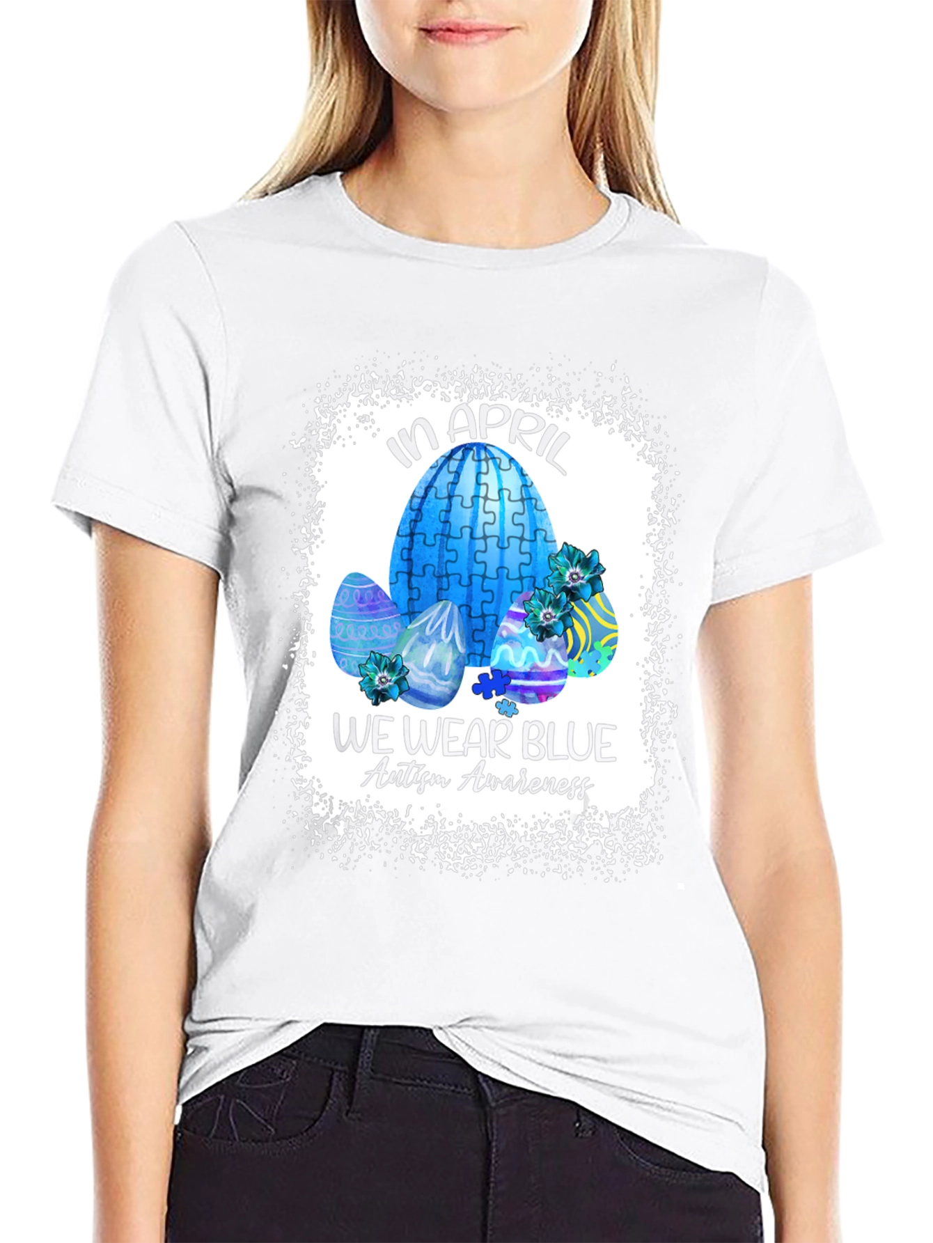 Autism Awareness Easter T-Shirt: We Wear Blue in April