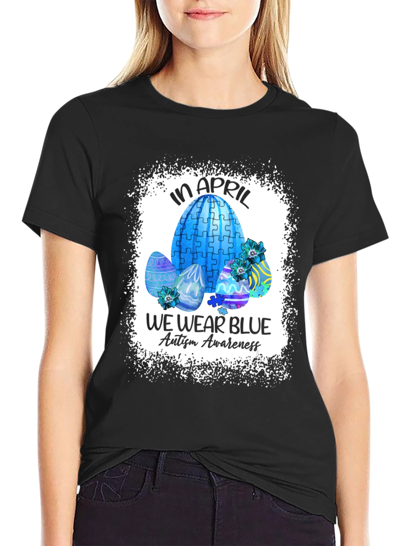 Autism Awareness Easter T-Shirt: We Wear Blue in April