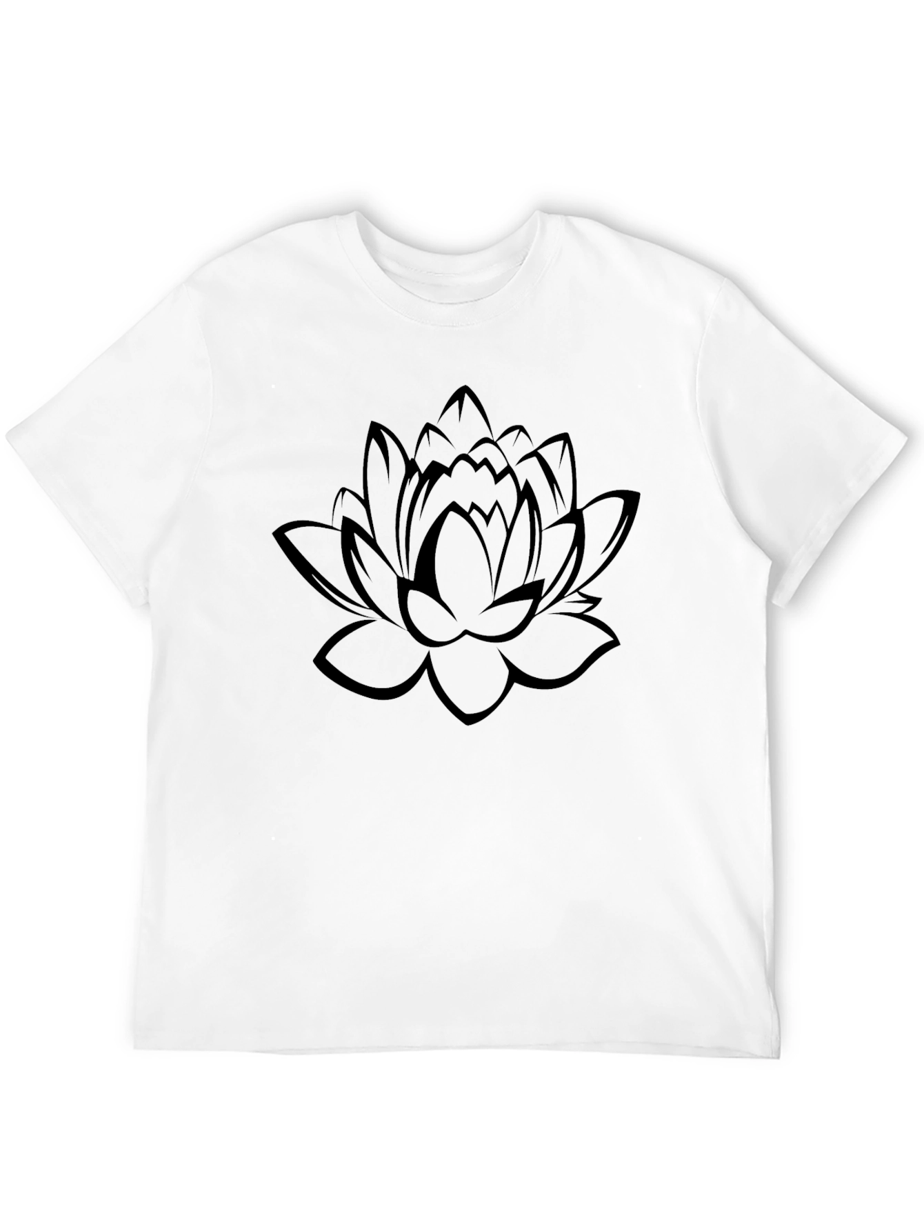 Lotus Flower Graphic Tee - Casual Black T-Shirt