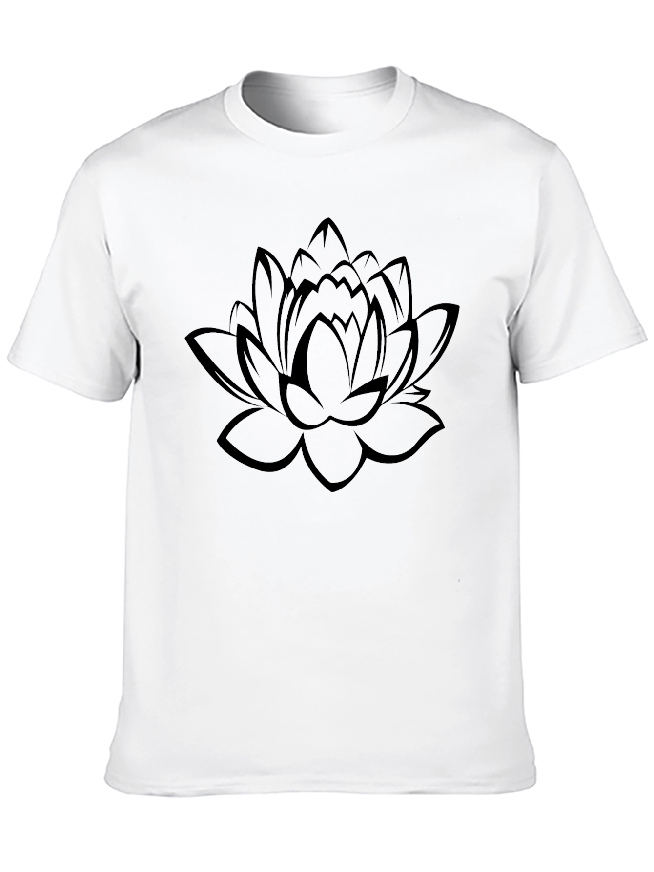 Lotus Flower Graphic Tee - Casual Black T-Shirt