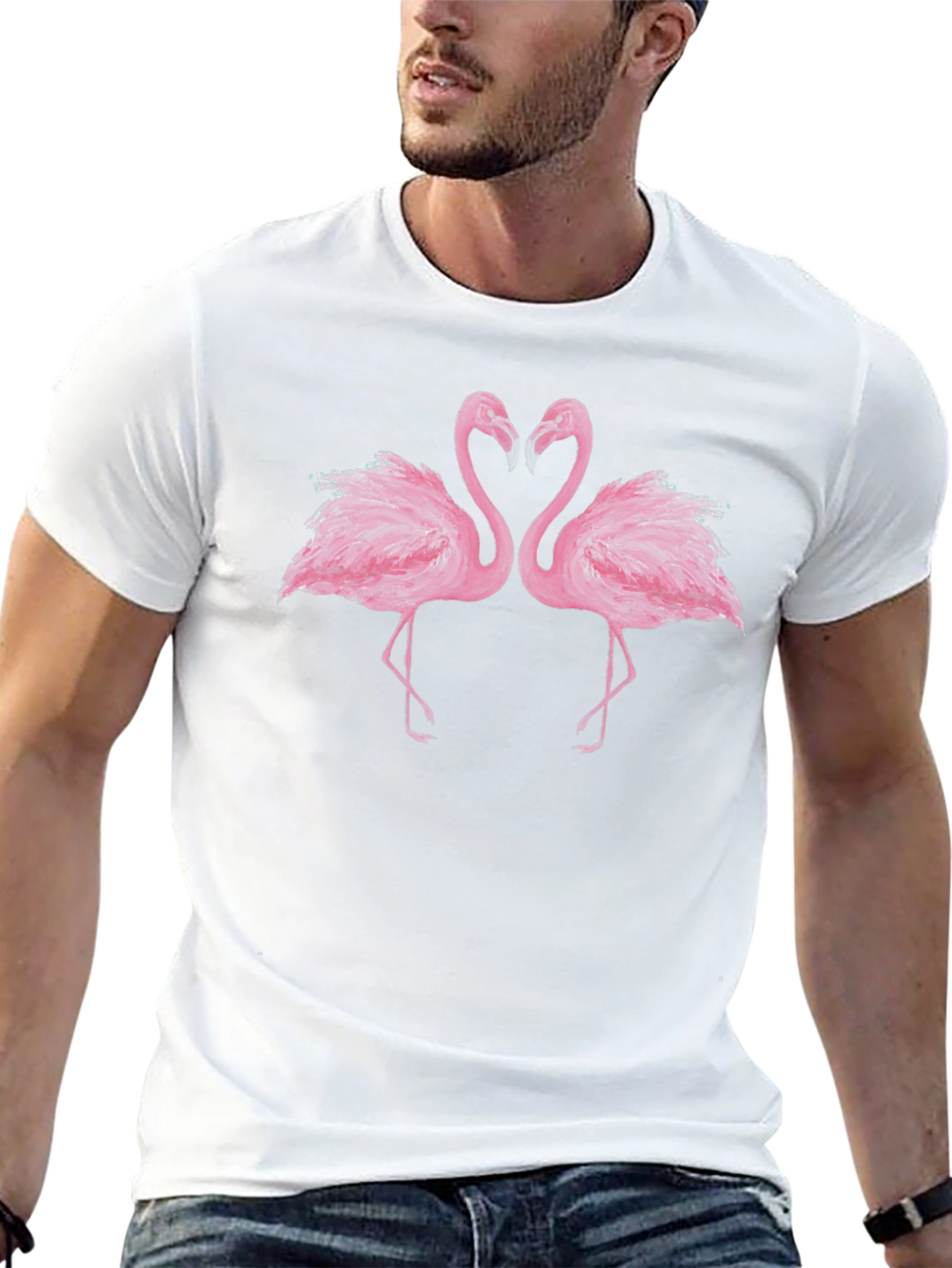Flamingo Love Graphic Tee - Black Cotton Shirt