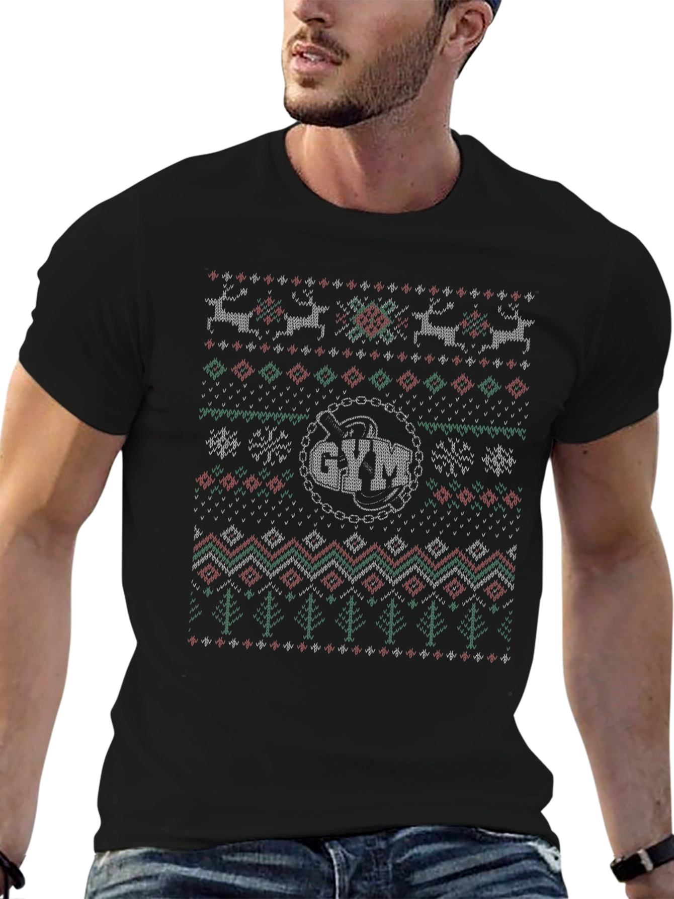 Festive Gym Ugly Christmas Sweater T-Shirt