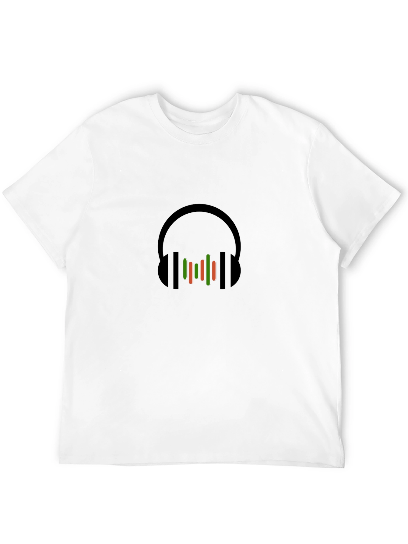 Stylish Black T-Shirt with Headphones Graphic