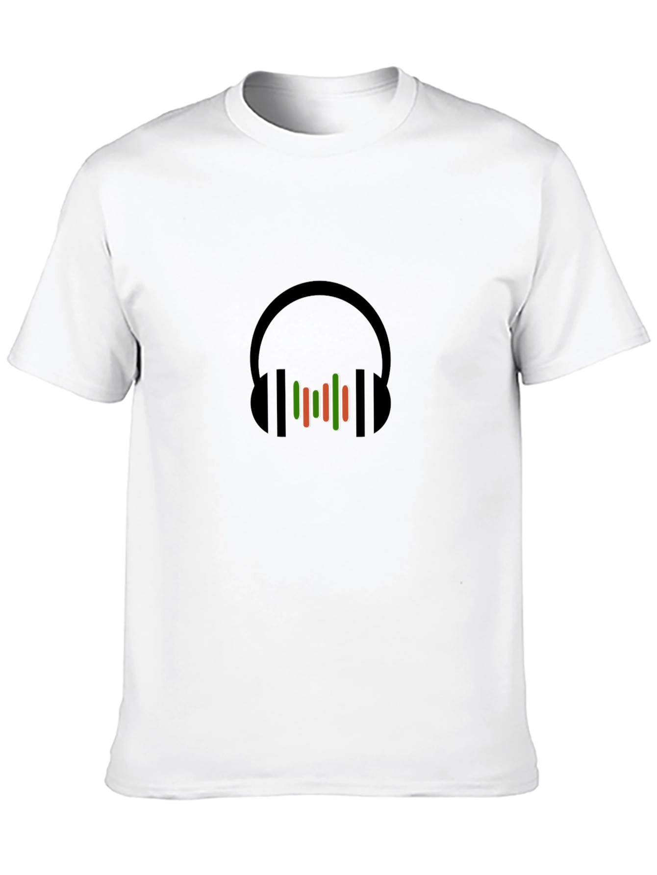 Stylish Black T-Shirt with Headphones Graphic