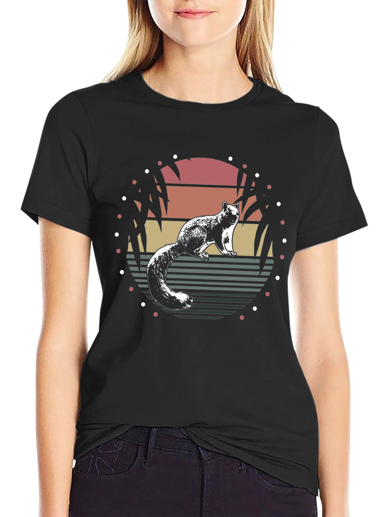 Squirrel Sunset Black T-Shirt