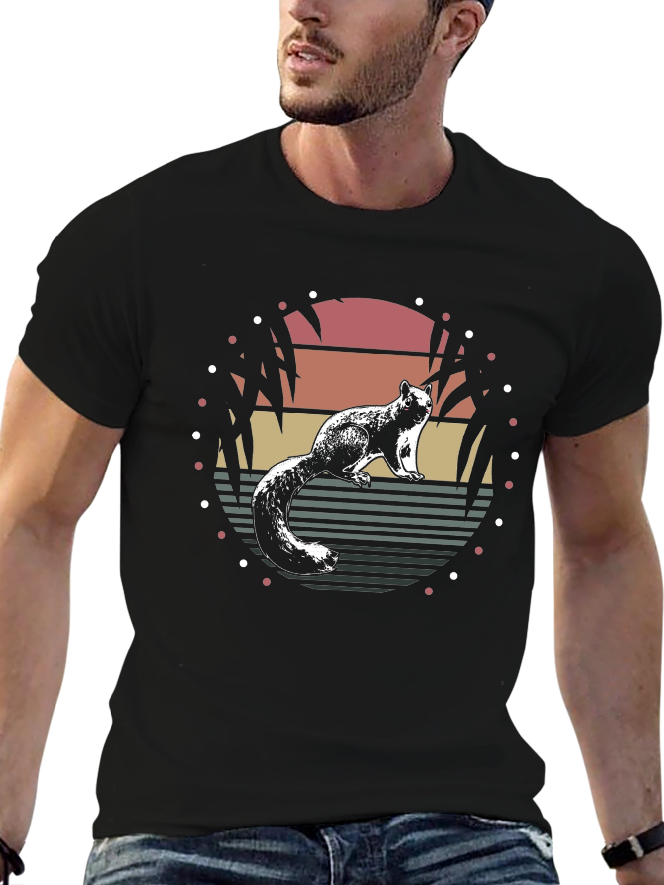 Squirrel Sunset Black T-Shirt