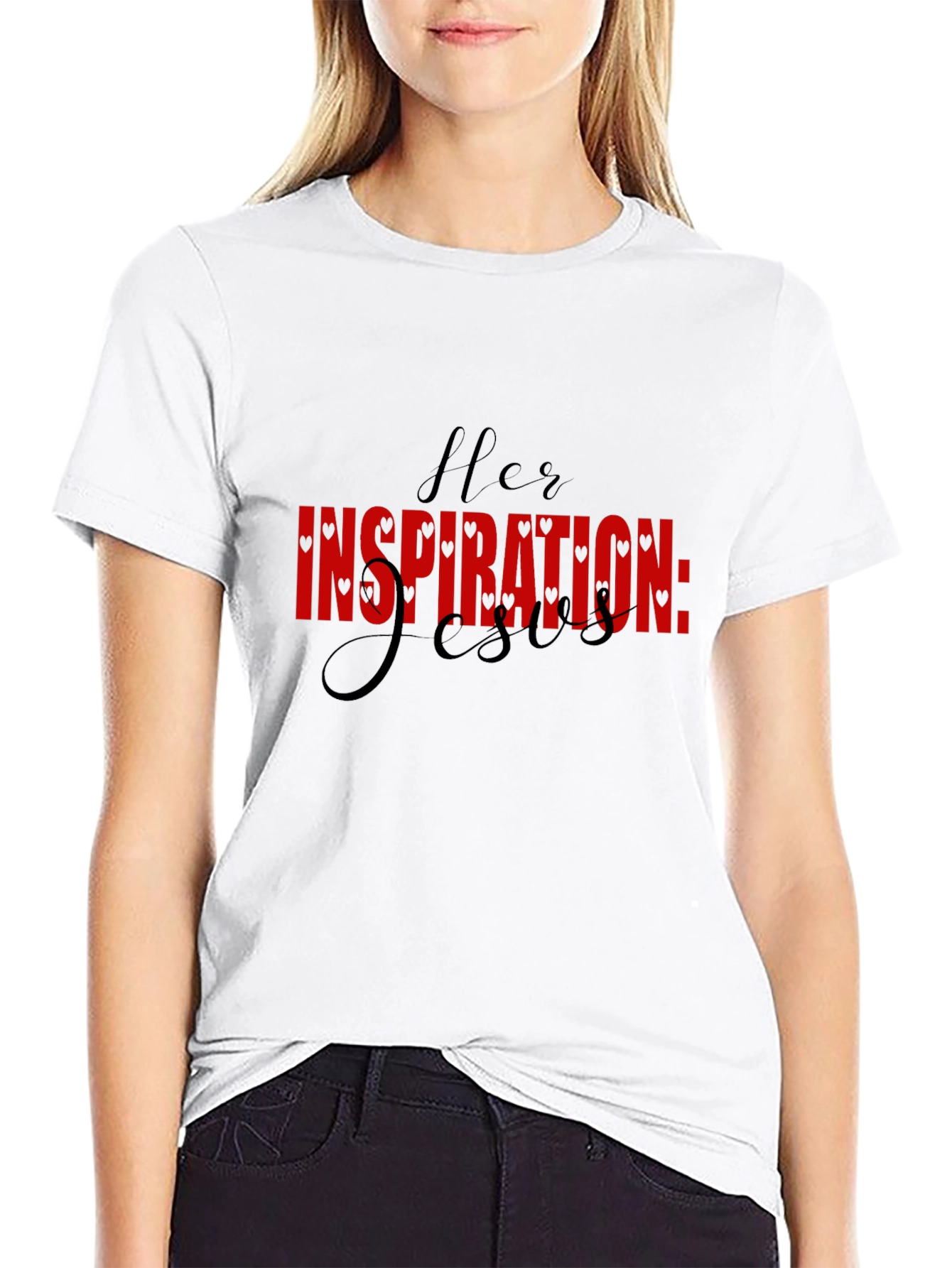 Her Inspiration: Jesus - Black Graphic T-Shirt