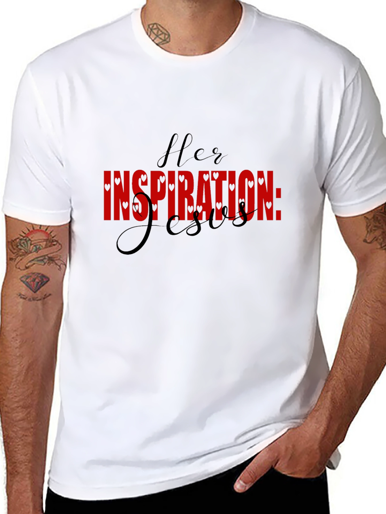 Her Inspiration: Jesus - Black Graphic T-Shirt