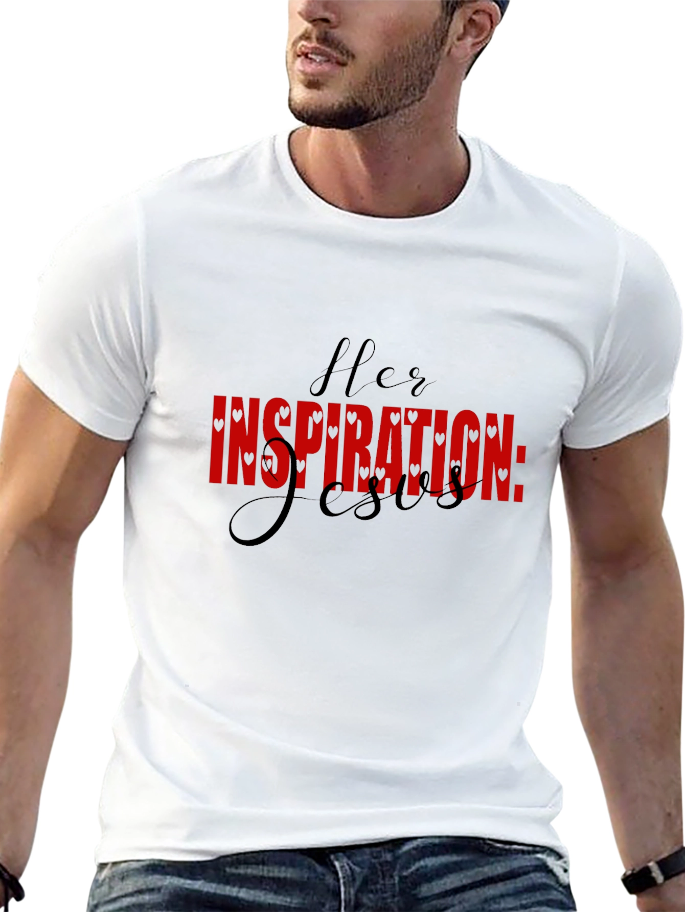 Her Inspiration: Jesus - Black Graphic T-Shirt