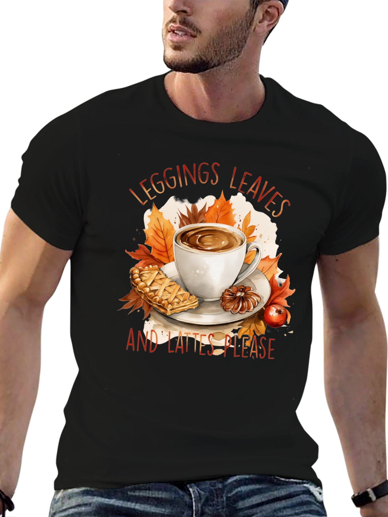 Leggings Leaves and Lattes Please T-Shirt