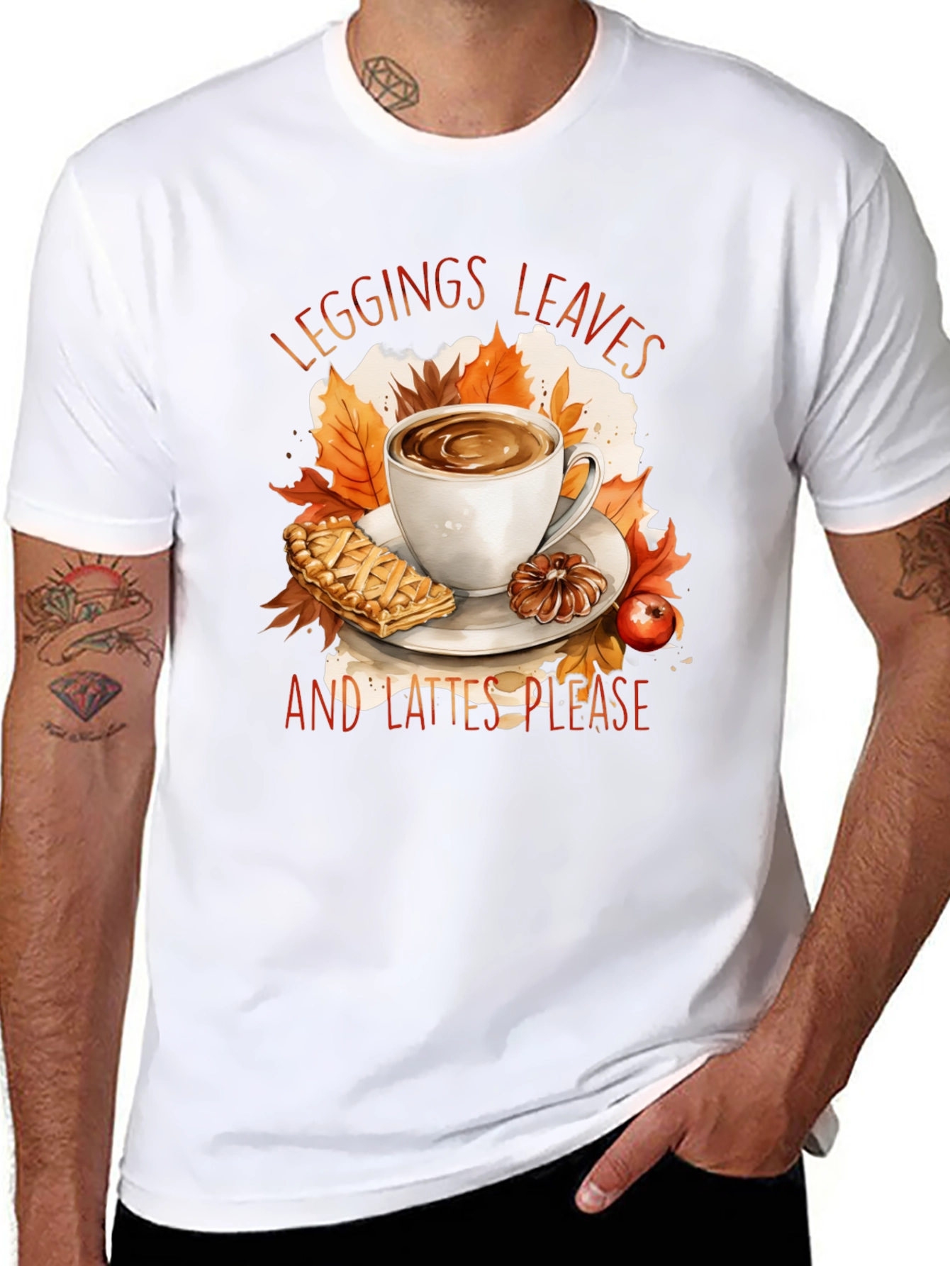 Leggings Leaves and Lattes Please T-Shirt