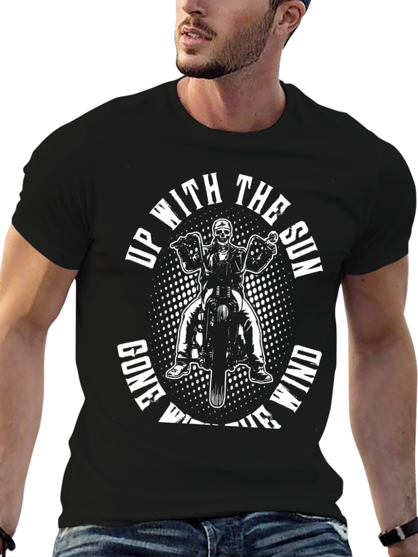 Up With The Sun Skeleton Biker T-Shirt