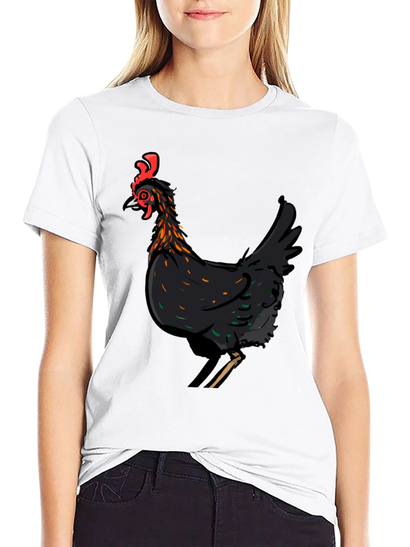 Black Chicken Graphic T-Shirt - Farm Animal Tee