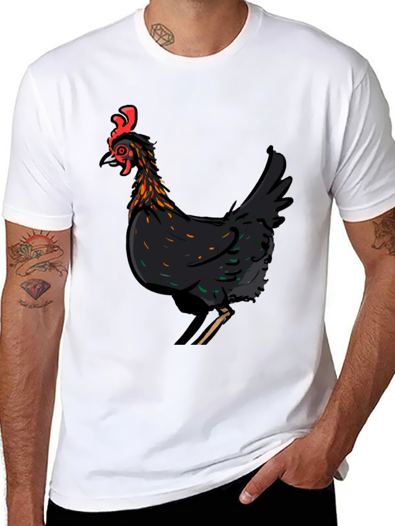 Black Chicken Graphic T-Shirt - Farm Animal Tee
