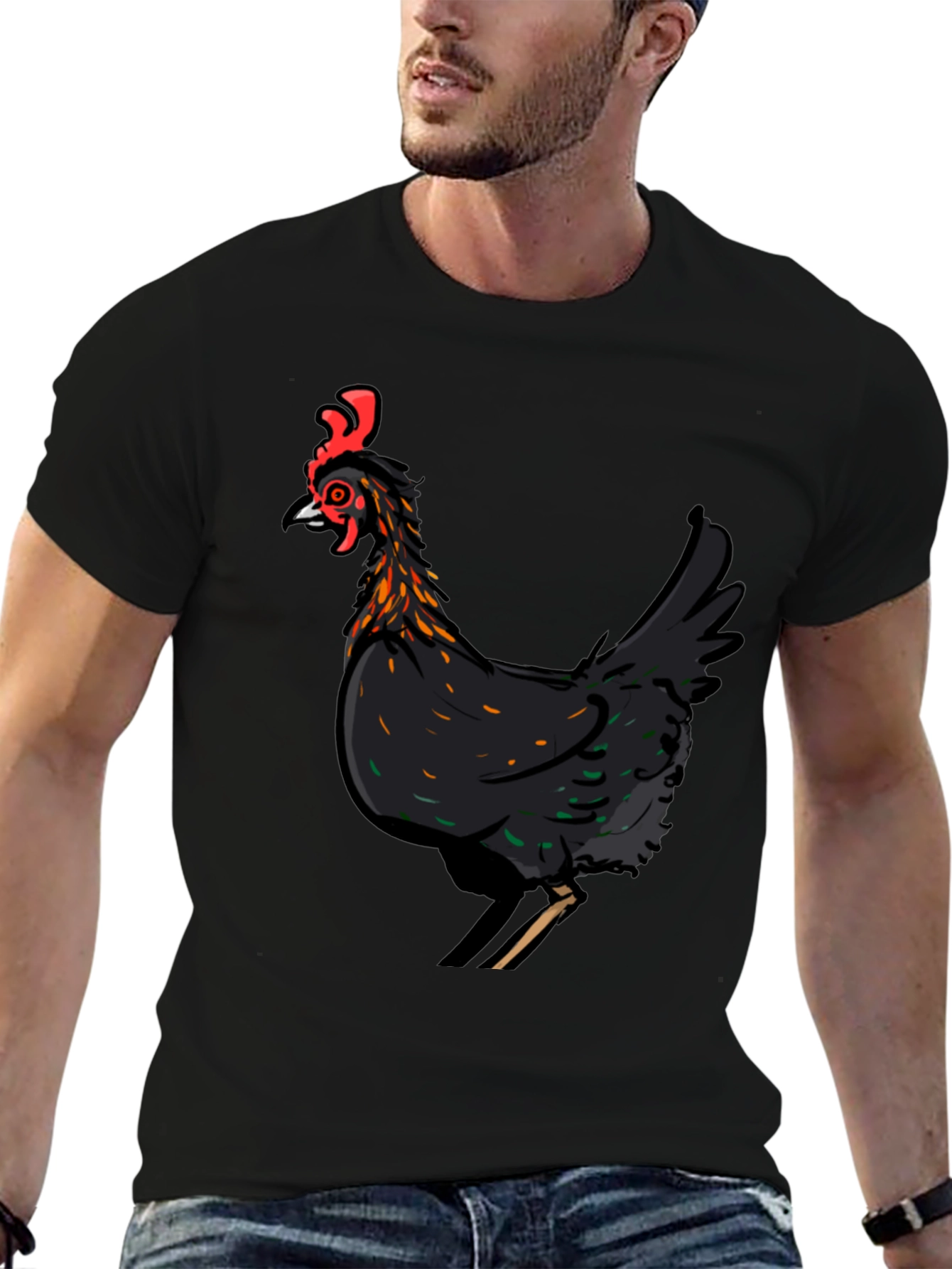 Black Chicken Graphic T-Shirt - Farm Animal Tee