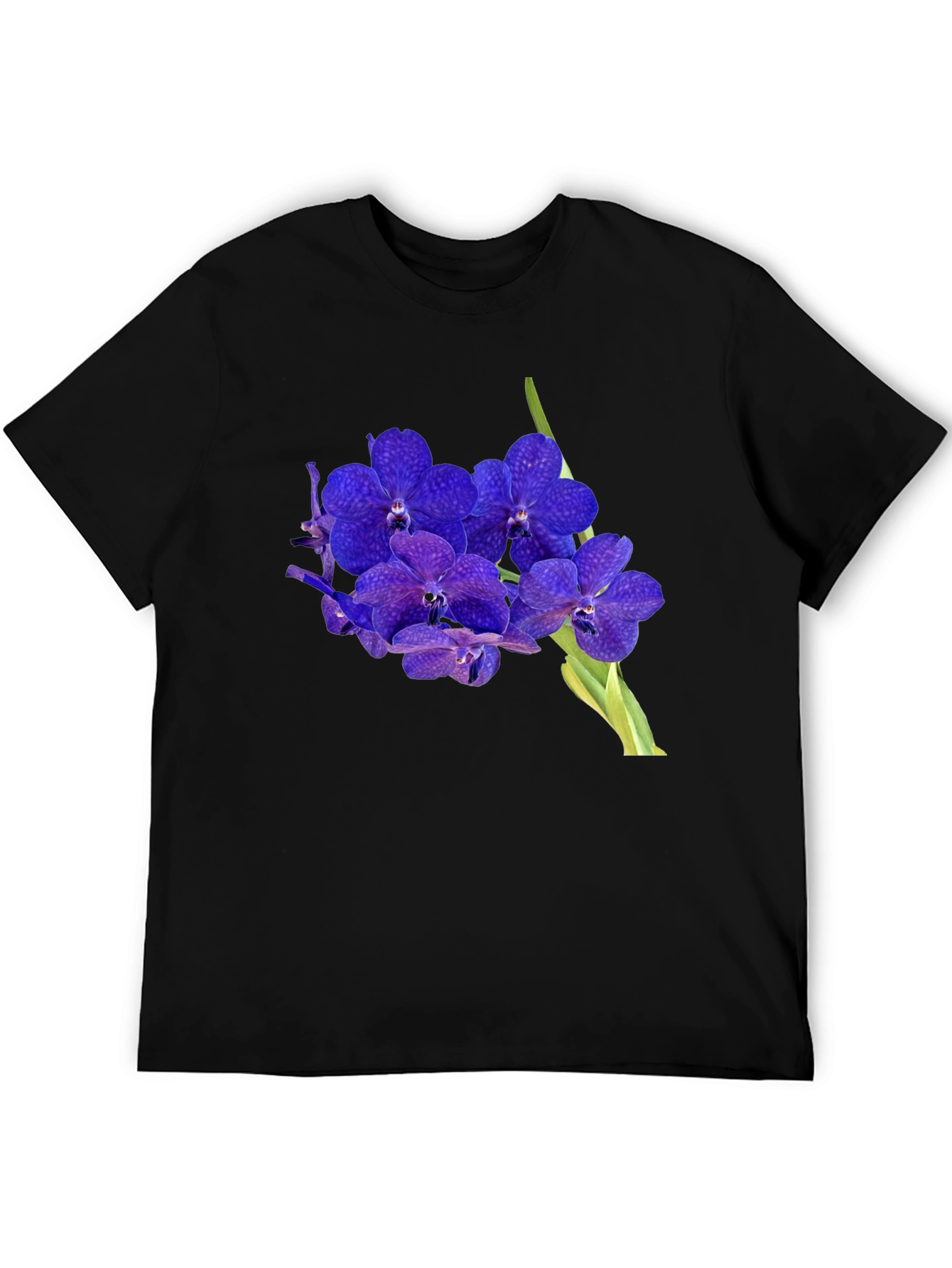 Blue Orchid Graphic Black T-Shirt
