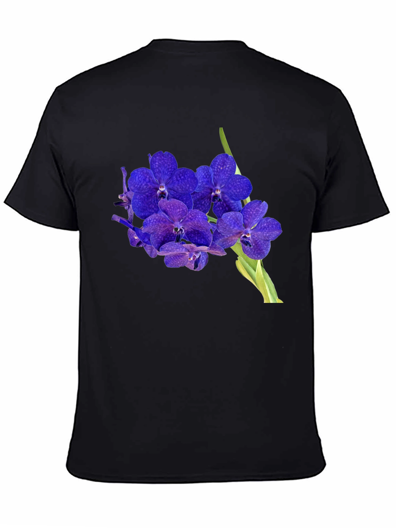 Blue Orchid Graphic Black T-Shirt